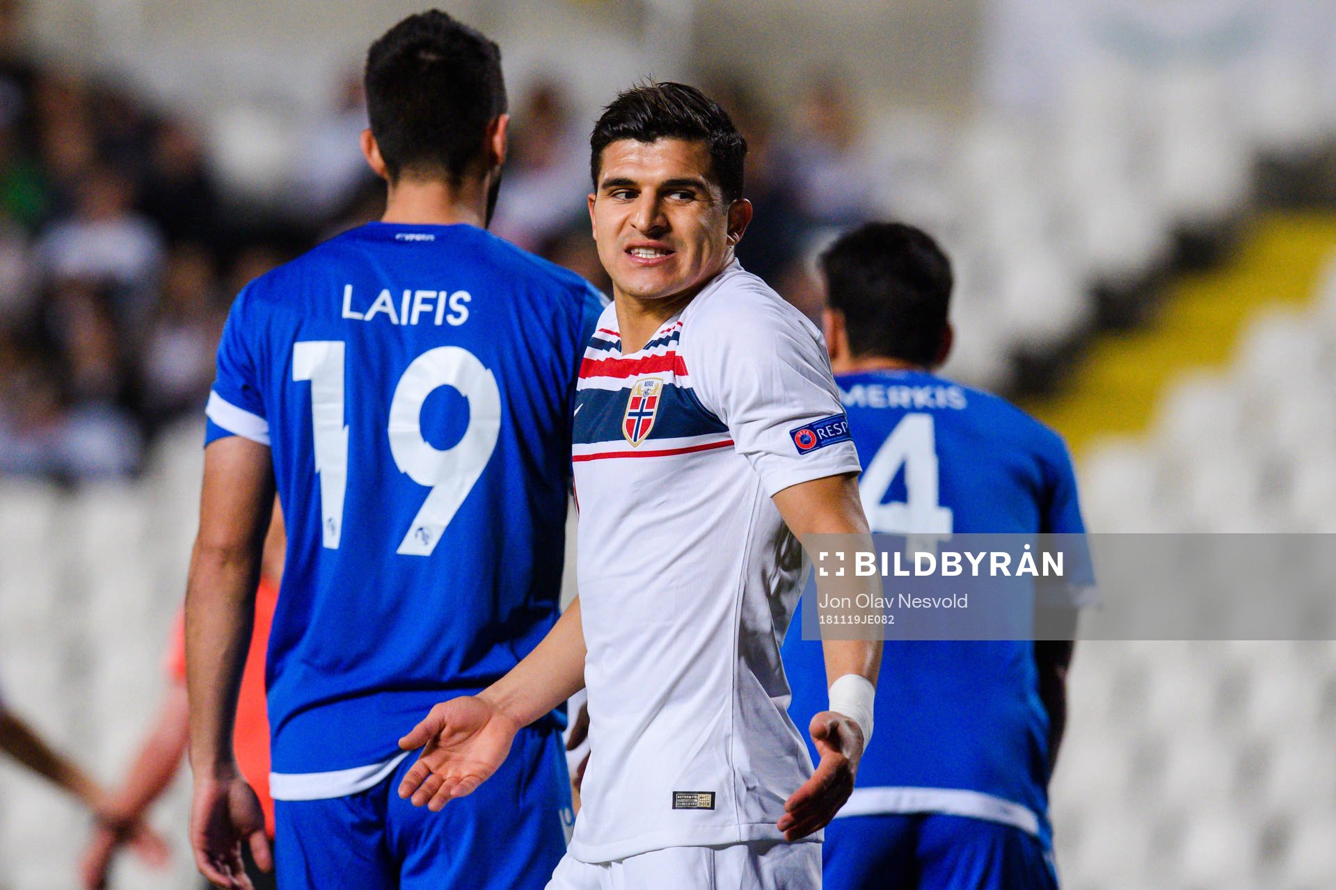 Tarik Elyounoussi of Norway reacts