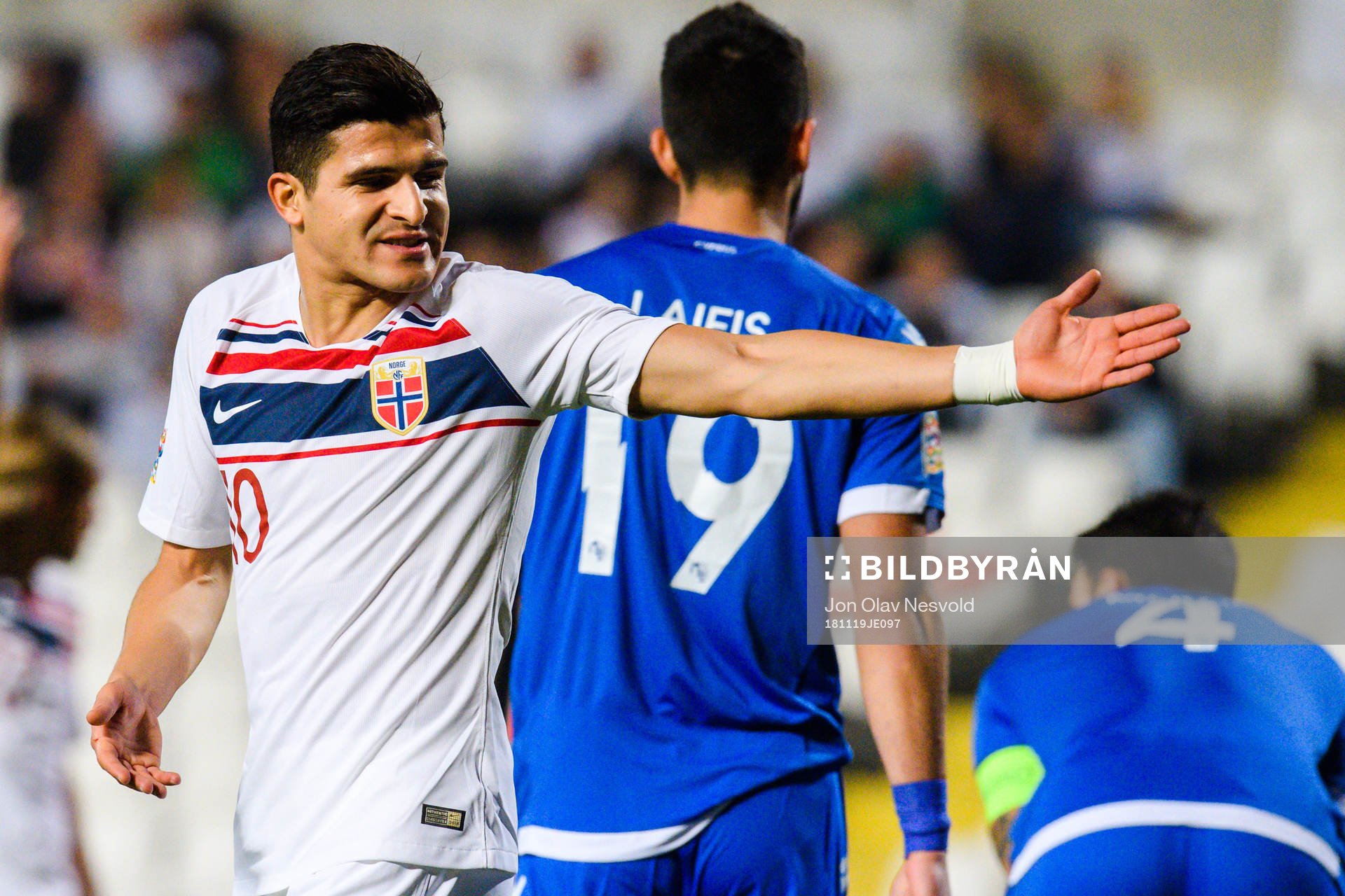 Tarik Elyounoussi of Norway reacts