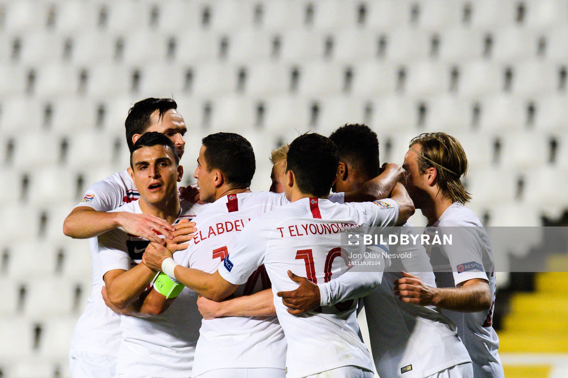 Mohamed Elyounoussi of Norway celebrates with teammates