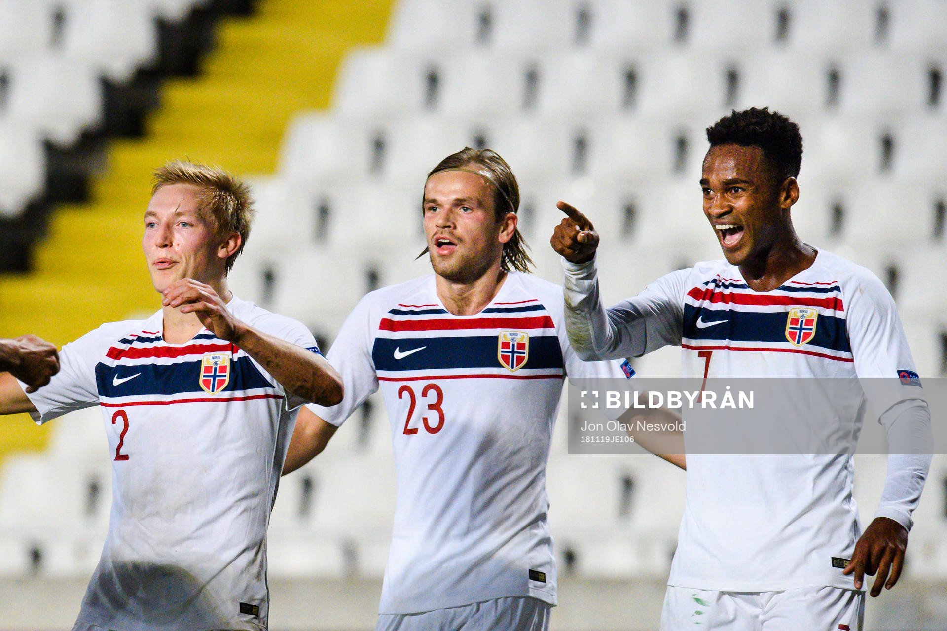 Birger Meling, Iver Fossum and Ola Kamara of Norway