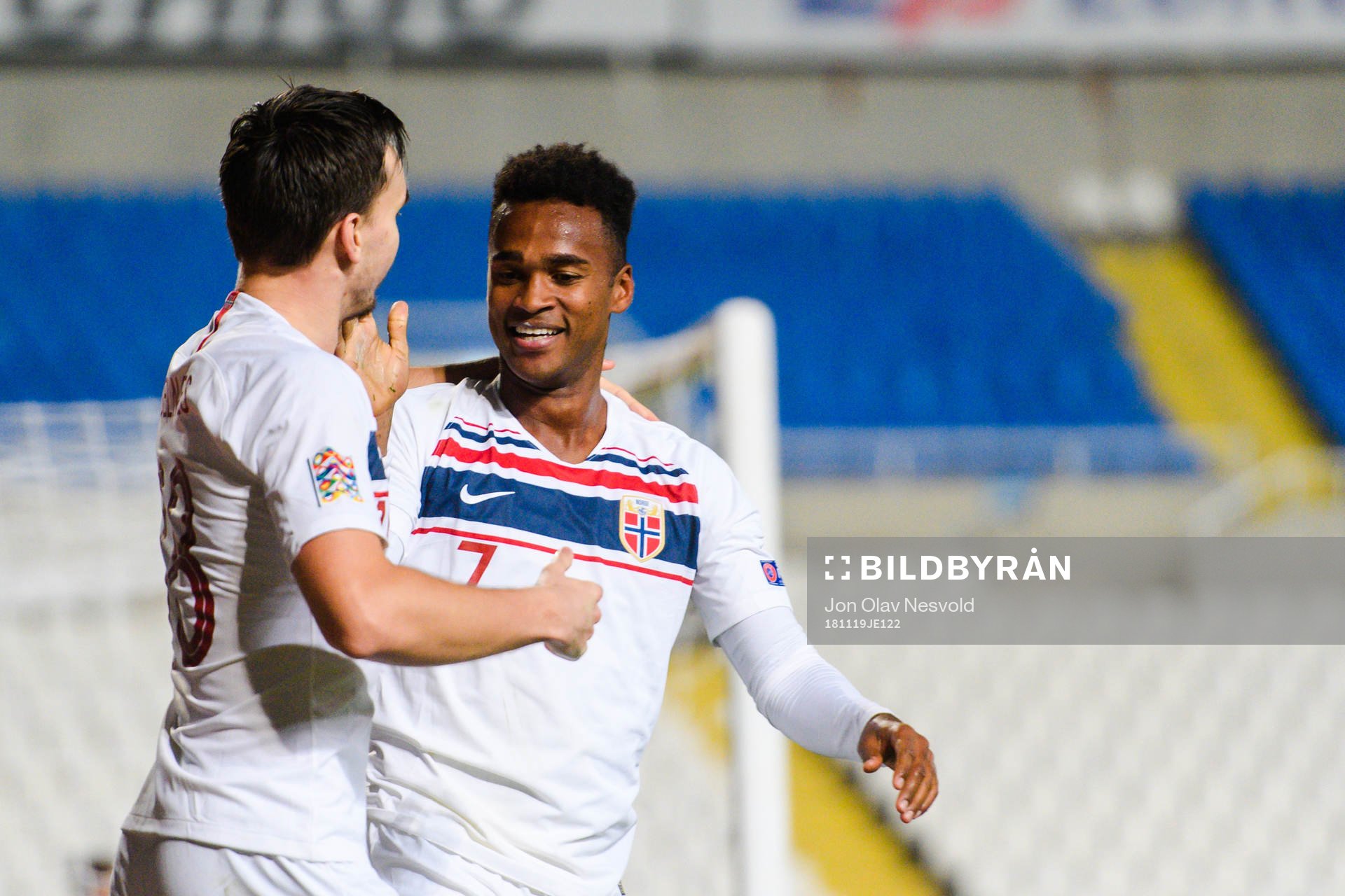 Ole Kristian Selnæs and Ola Kamara of Norway celebrates