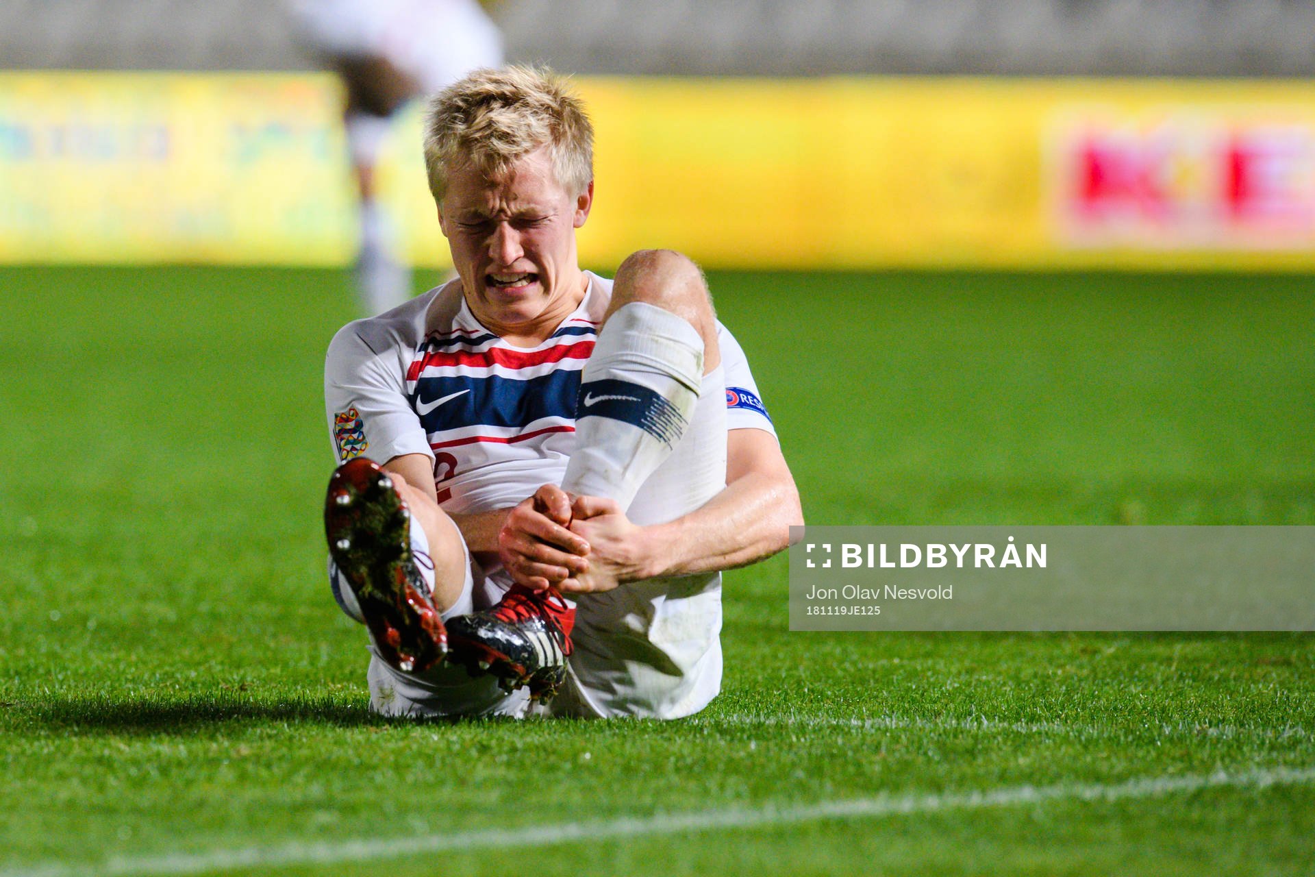 Birger Meling of Norway in pain