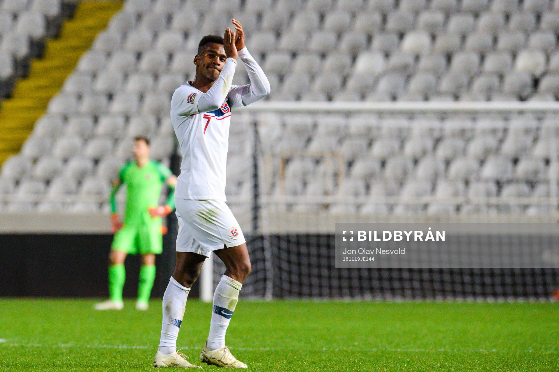 Ola Kamara of Norway thanks the supporters when leaving the