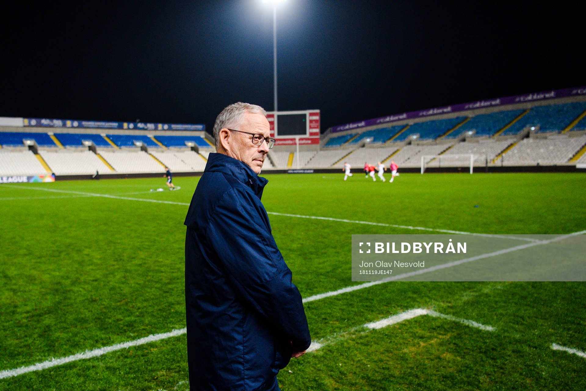 Lars Lagerbäck, head coach of Norway, celebrates