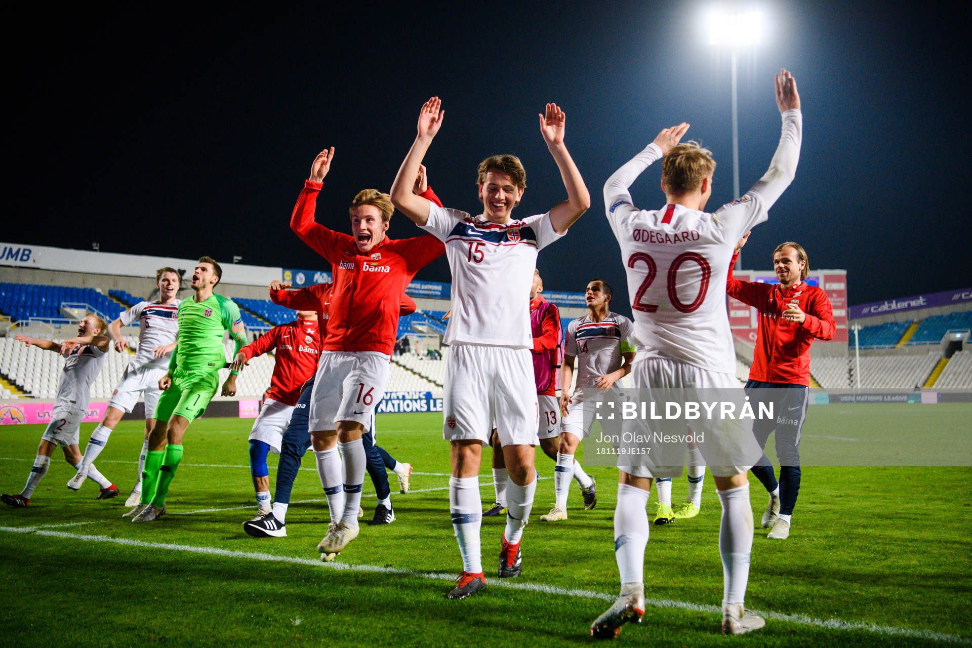 Jonas Svensson and Martin Ødegaard of Norway  celebrates