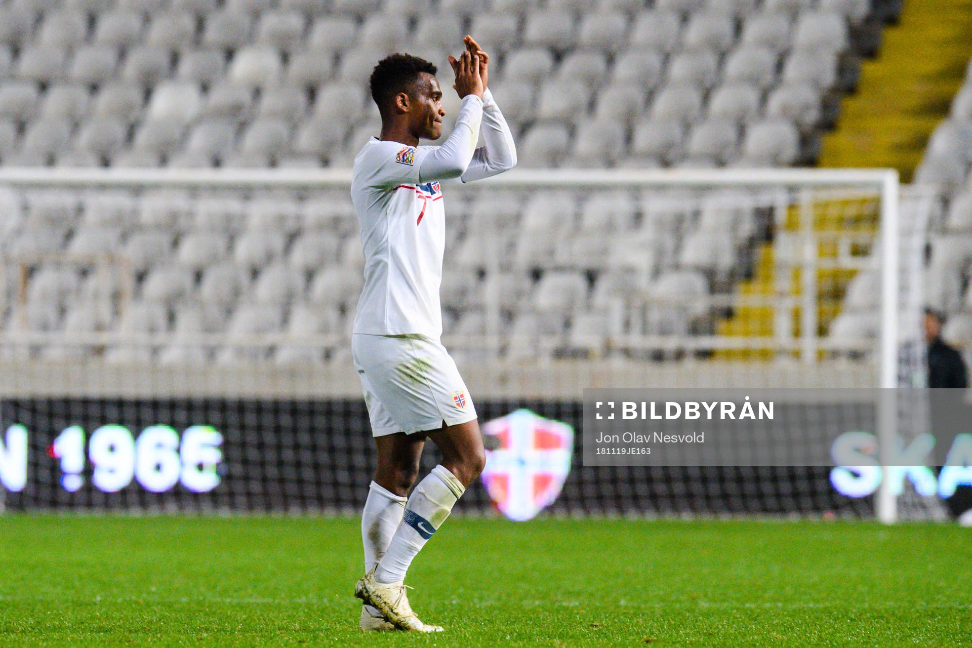 Ola Kamara of Norway thanks the supporters when leaving the