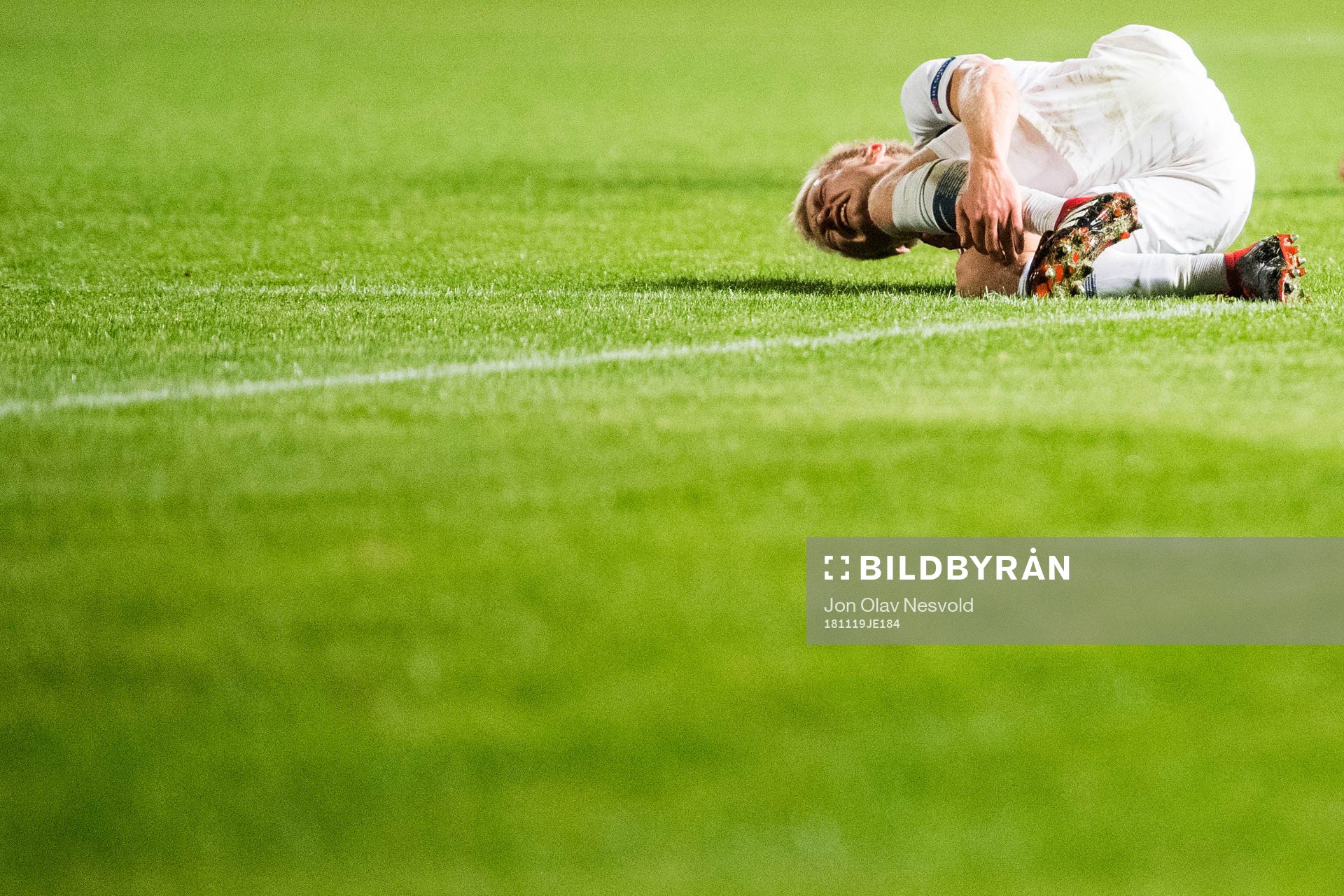 Birger Meling of Norway with an injury