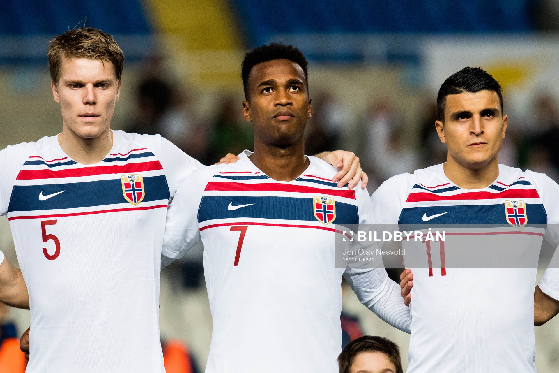 Sigurd Rosted, Ola Kamara and Mohamed Elyounoussi of Norway