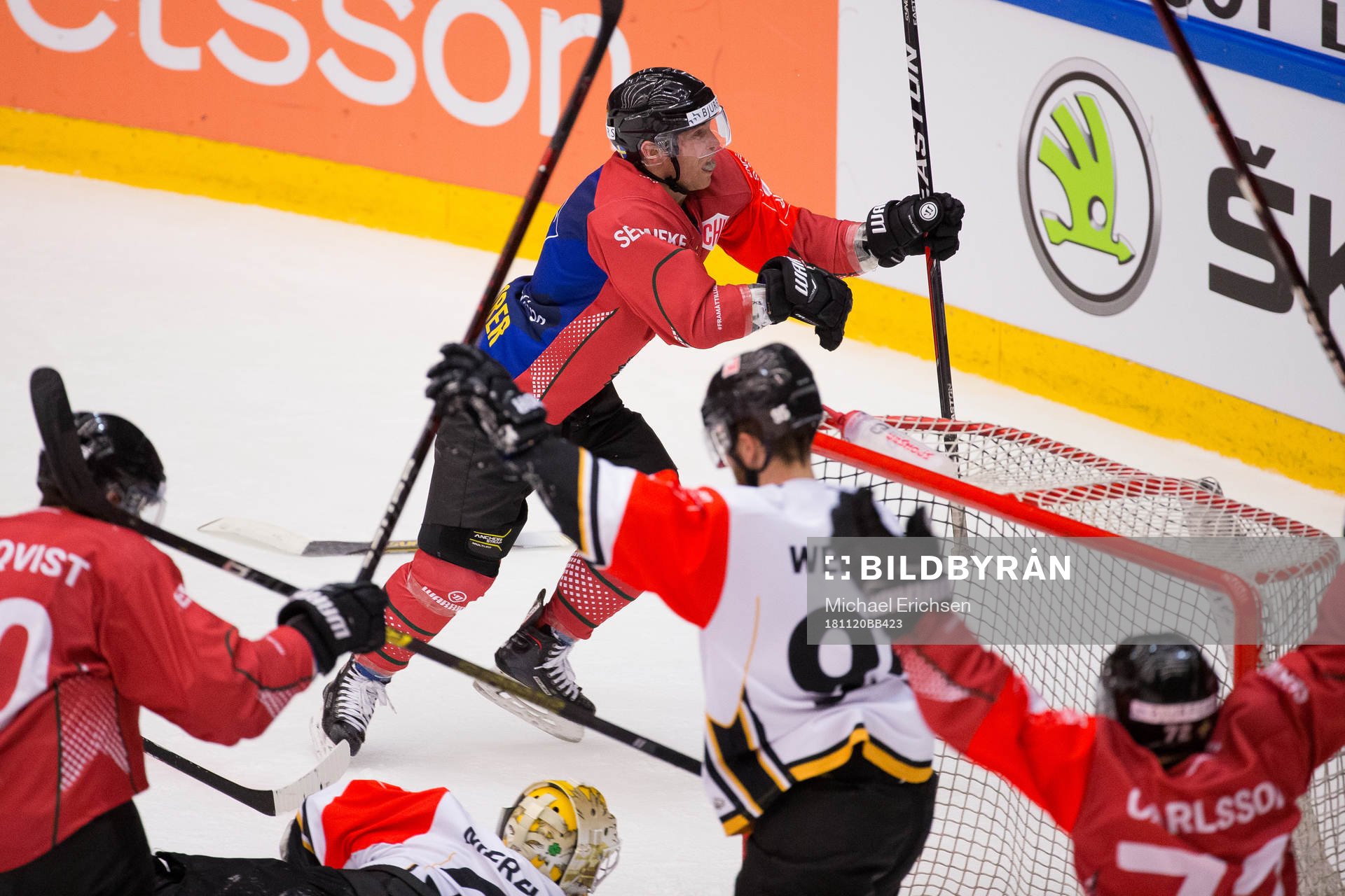 Ryan Lasch of Frölunda celebrates scoring 5-4