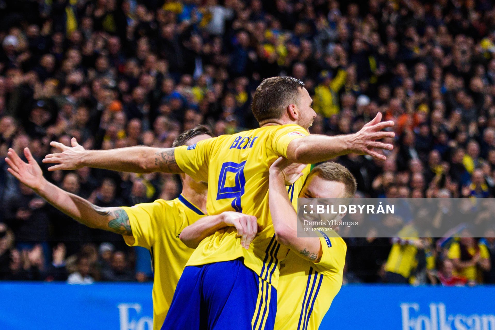 Marcus Berg and Sebastian Larsson of Sweden celebrates