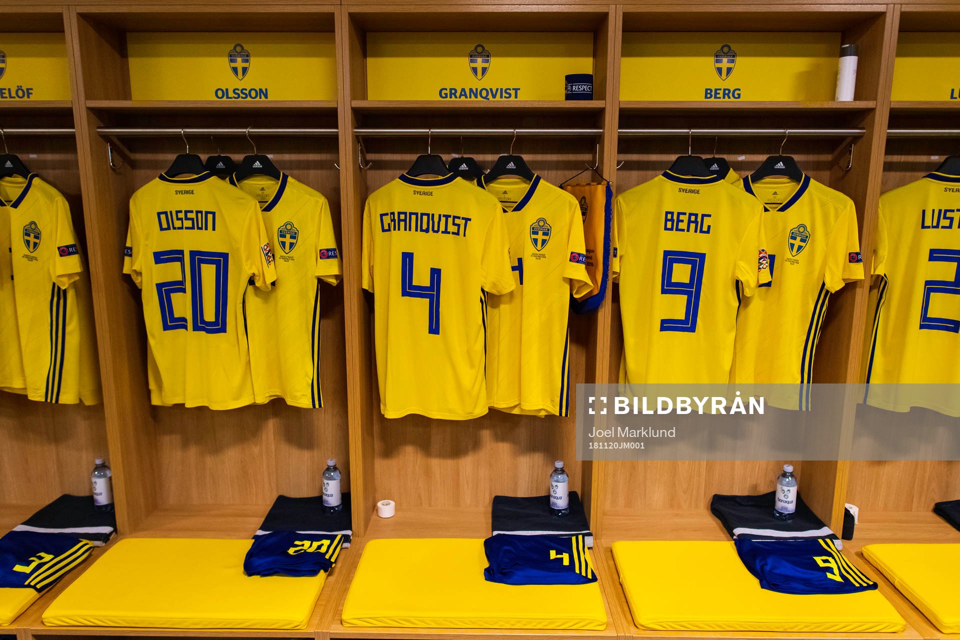 The jerseys of Kristoffer Olsson, Andreas Granqvist and