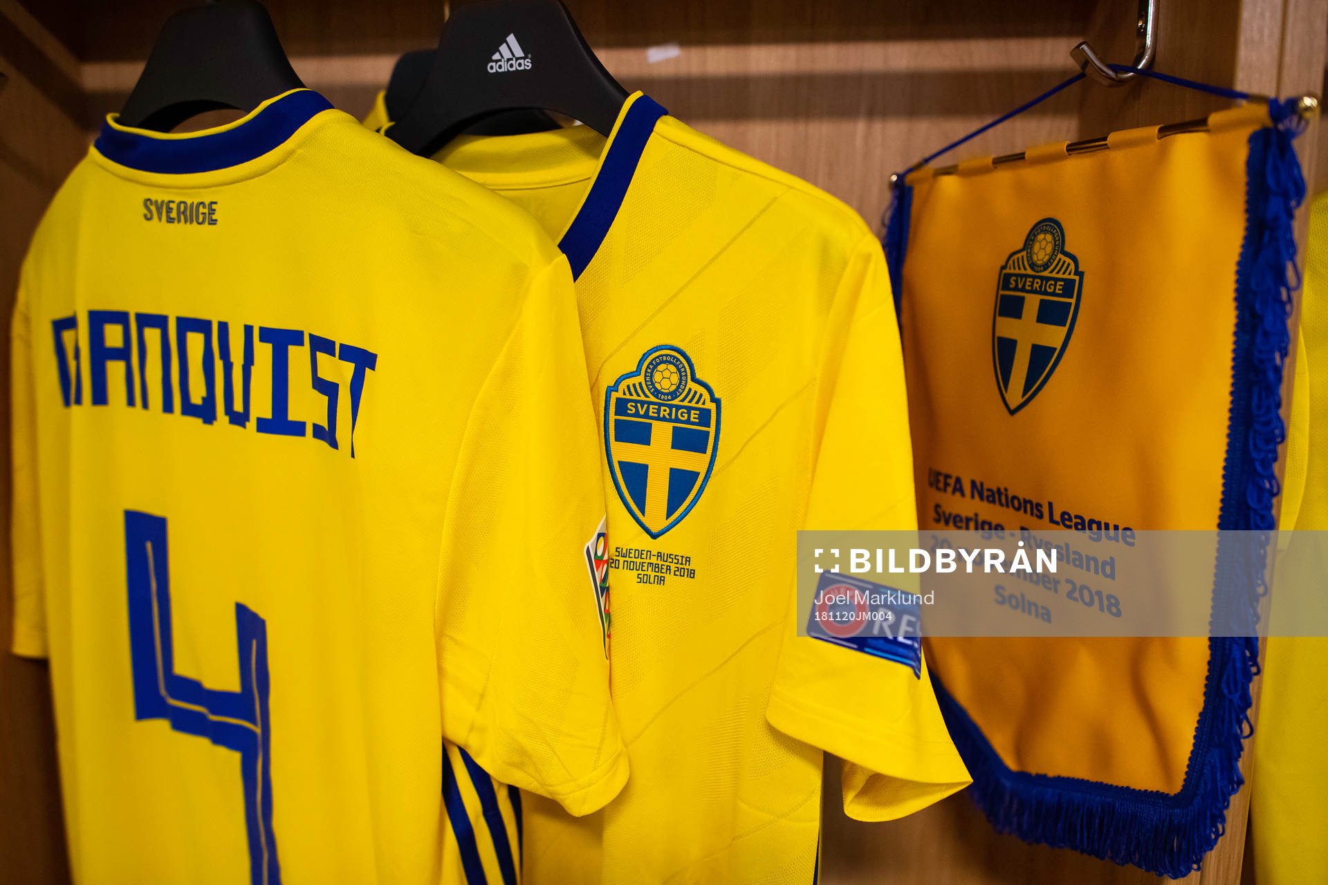 The jersey of Andreas Granqvist in team Sweden's dressing