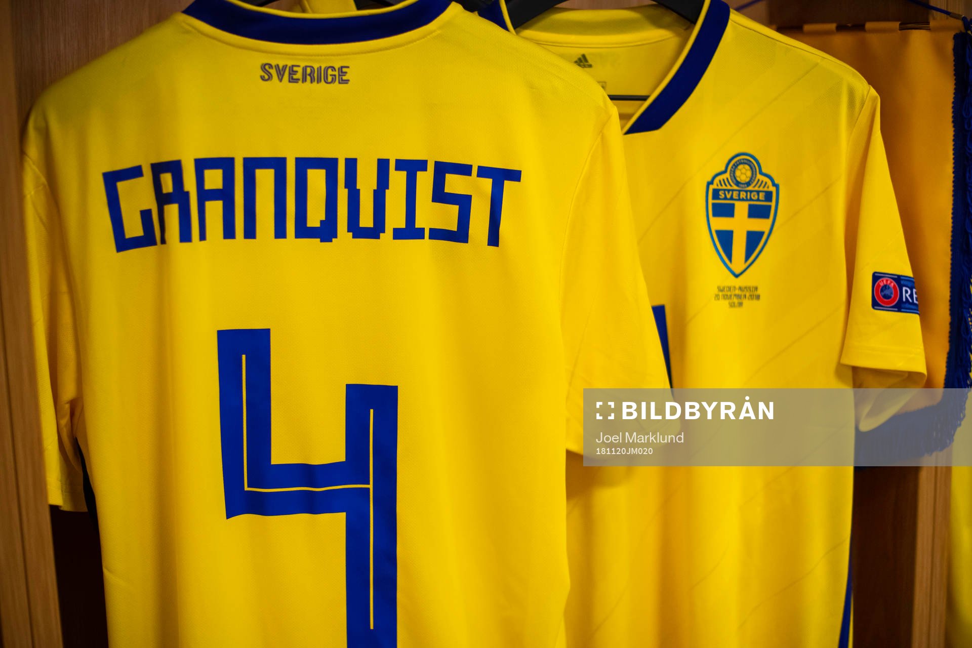 The jersey of Andreas Granqvist in team Sweden's dressing