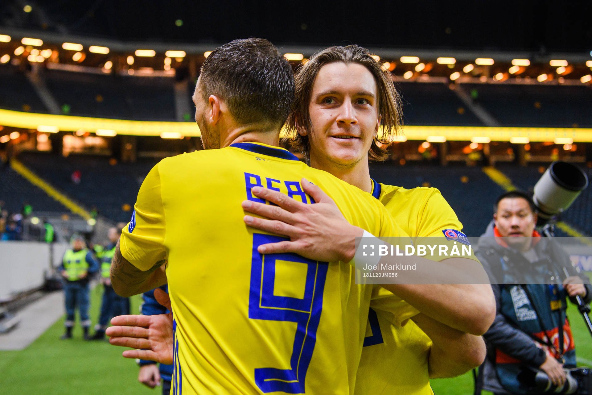 Marcus Berg and Kristoffer Olsson of Sweden celebrates