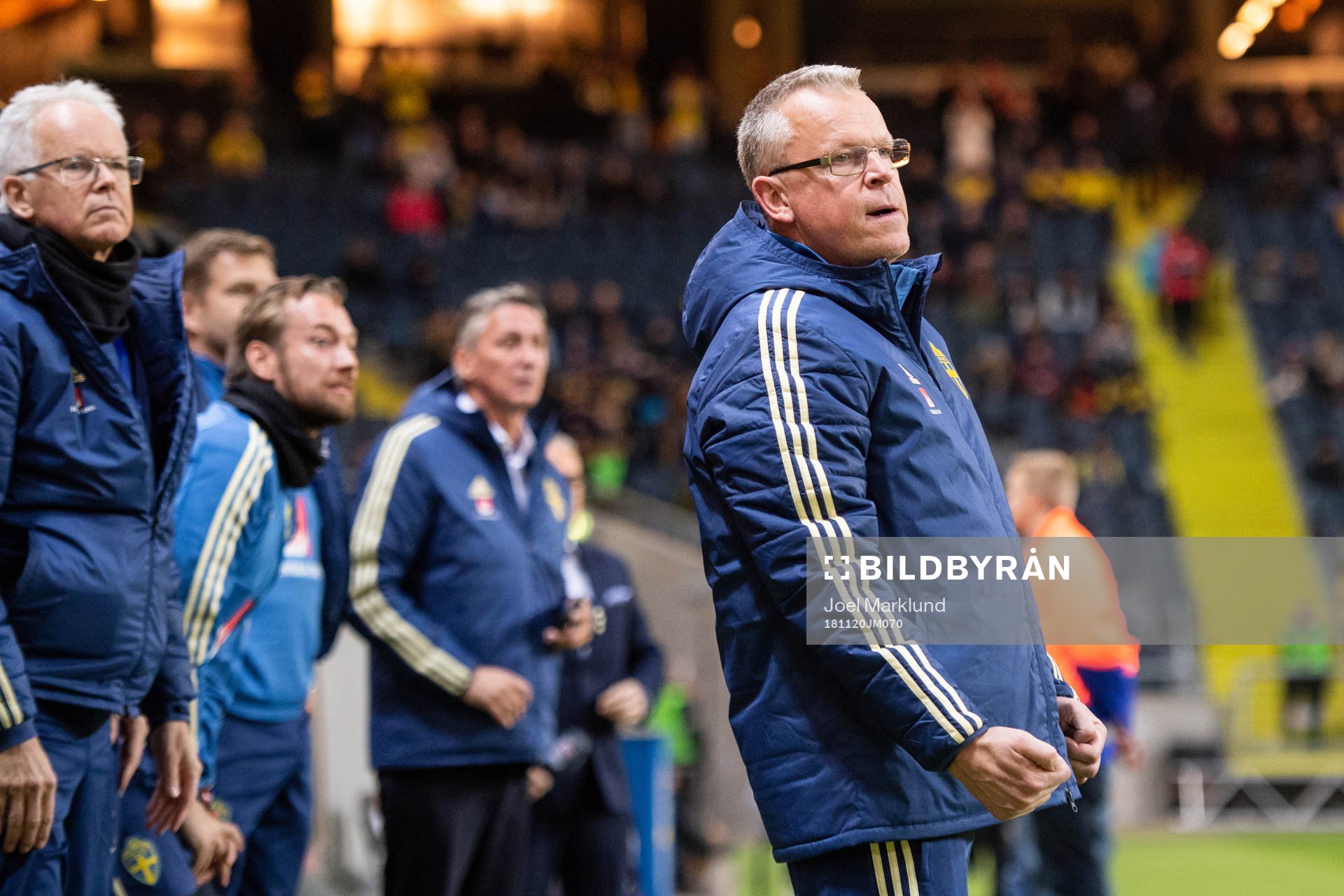 Head coach Janne Andersson of Sweden celebrates