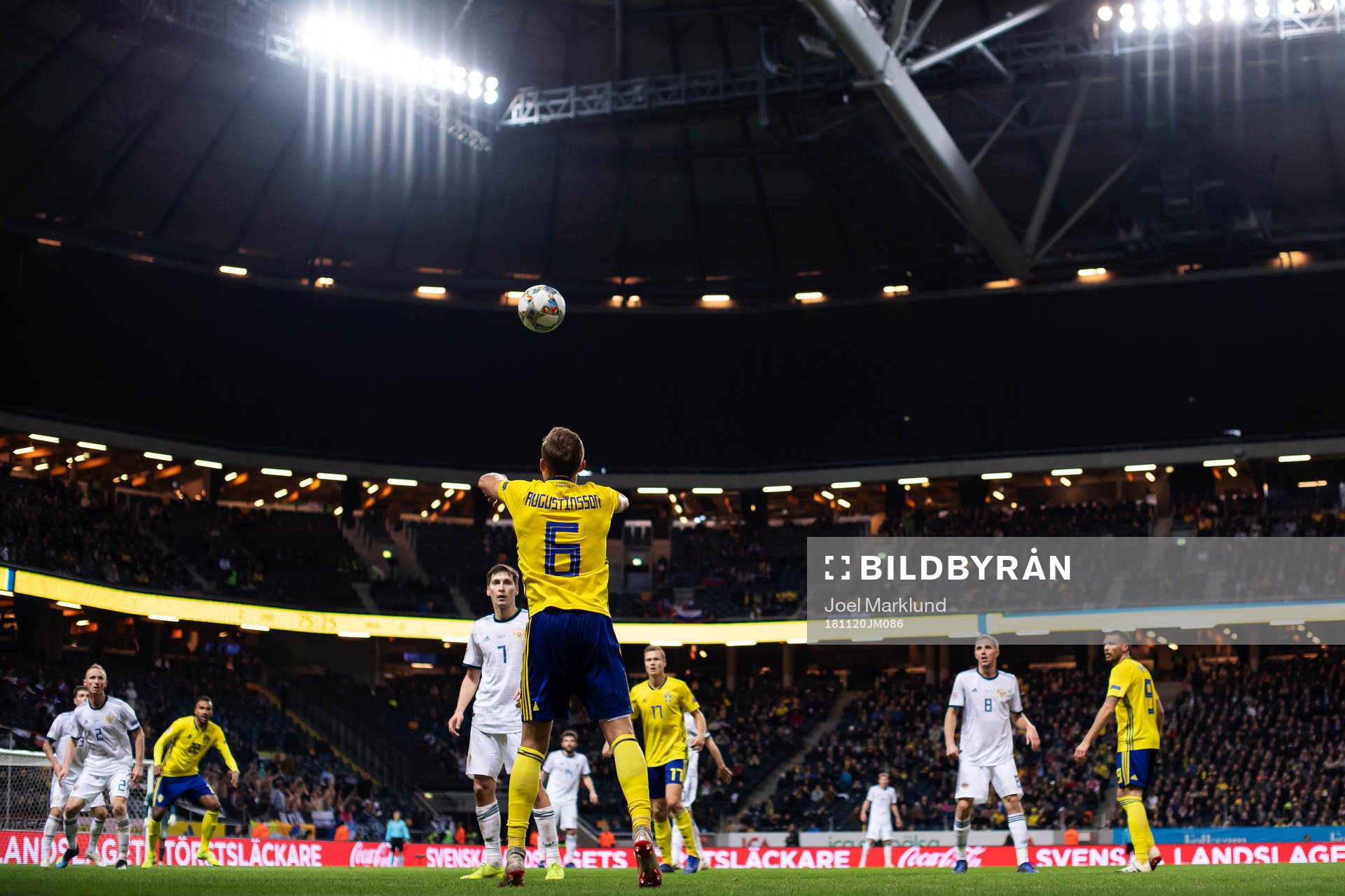Ludwig Augustinsson of Sweden throws the ball