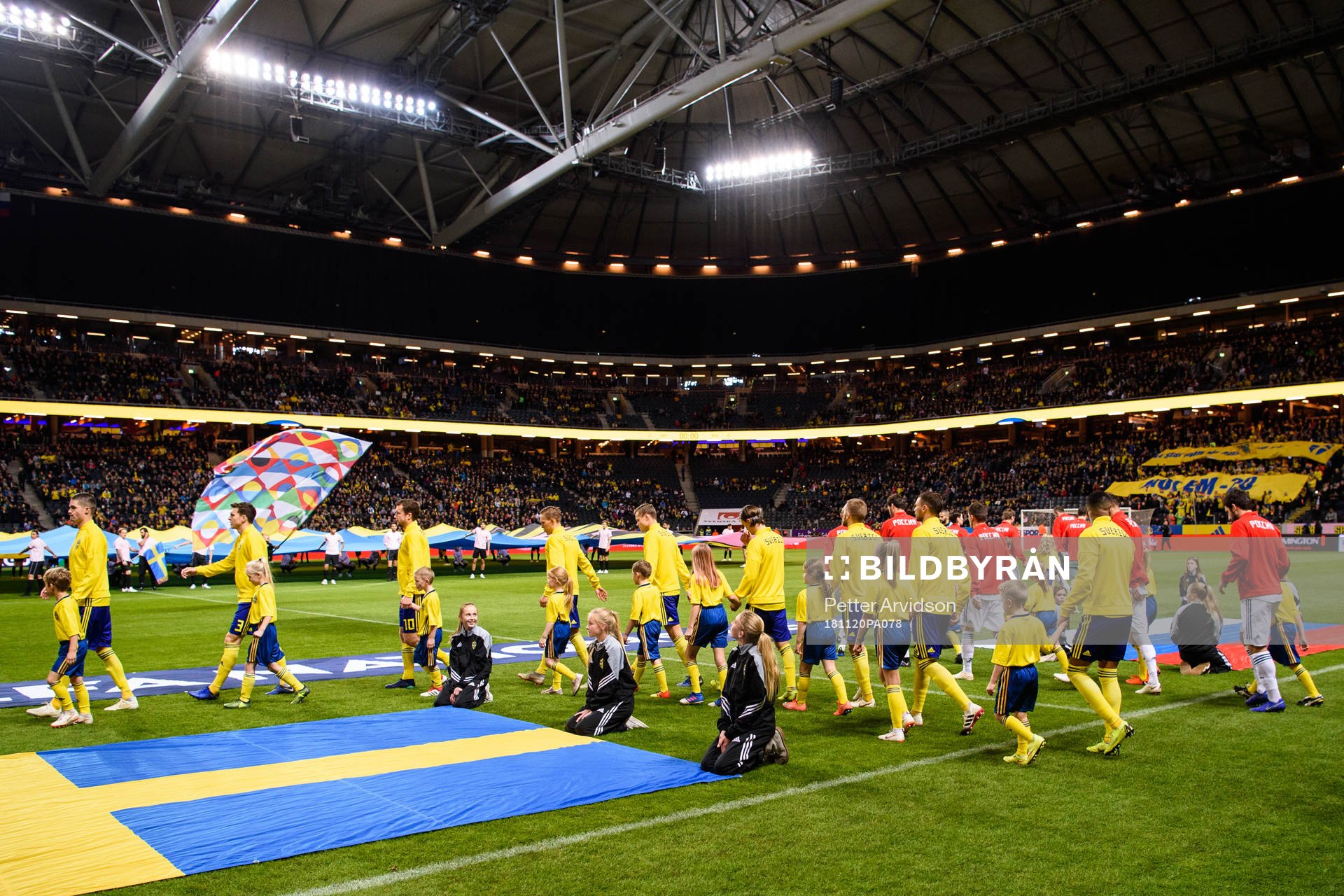 The players makes their entrance prior to the Nations
