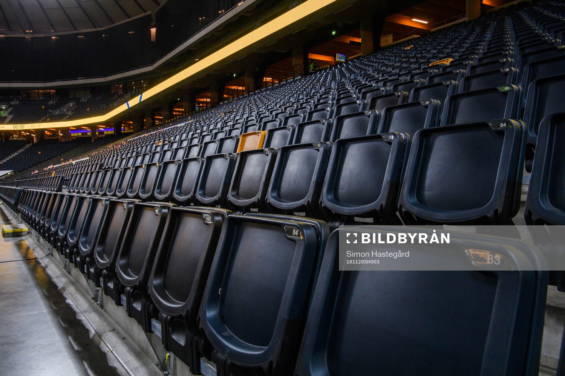 General view of empty seats inside the arena