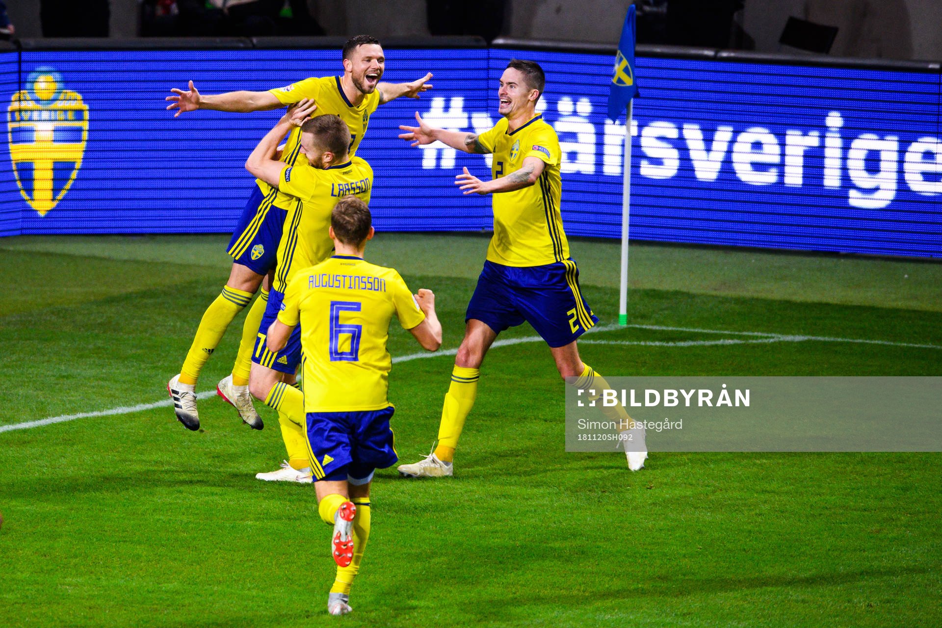 Marcus Berg of Sweden celebrates the 2-0 goal