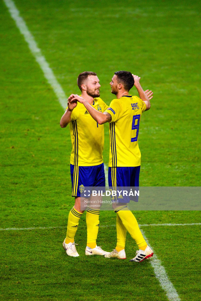 Sebastian Larsson and Marcus Berg of Sweden celebrates