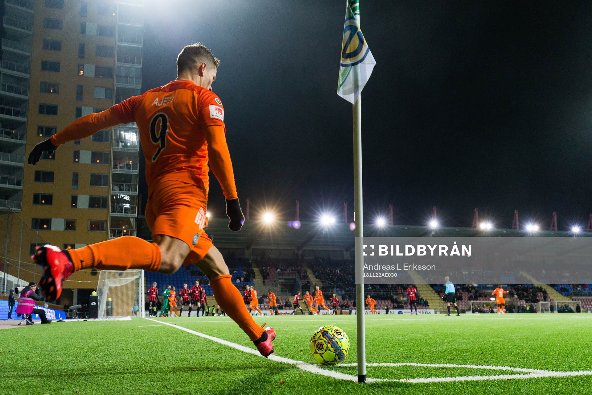 AFC Eskilstunas Bajram Ajeti med en hörna