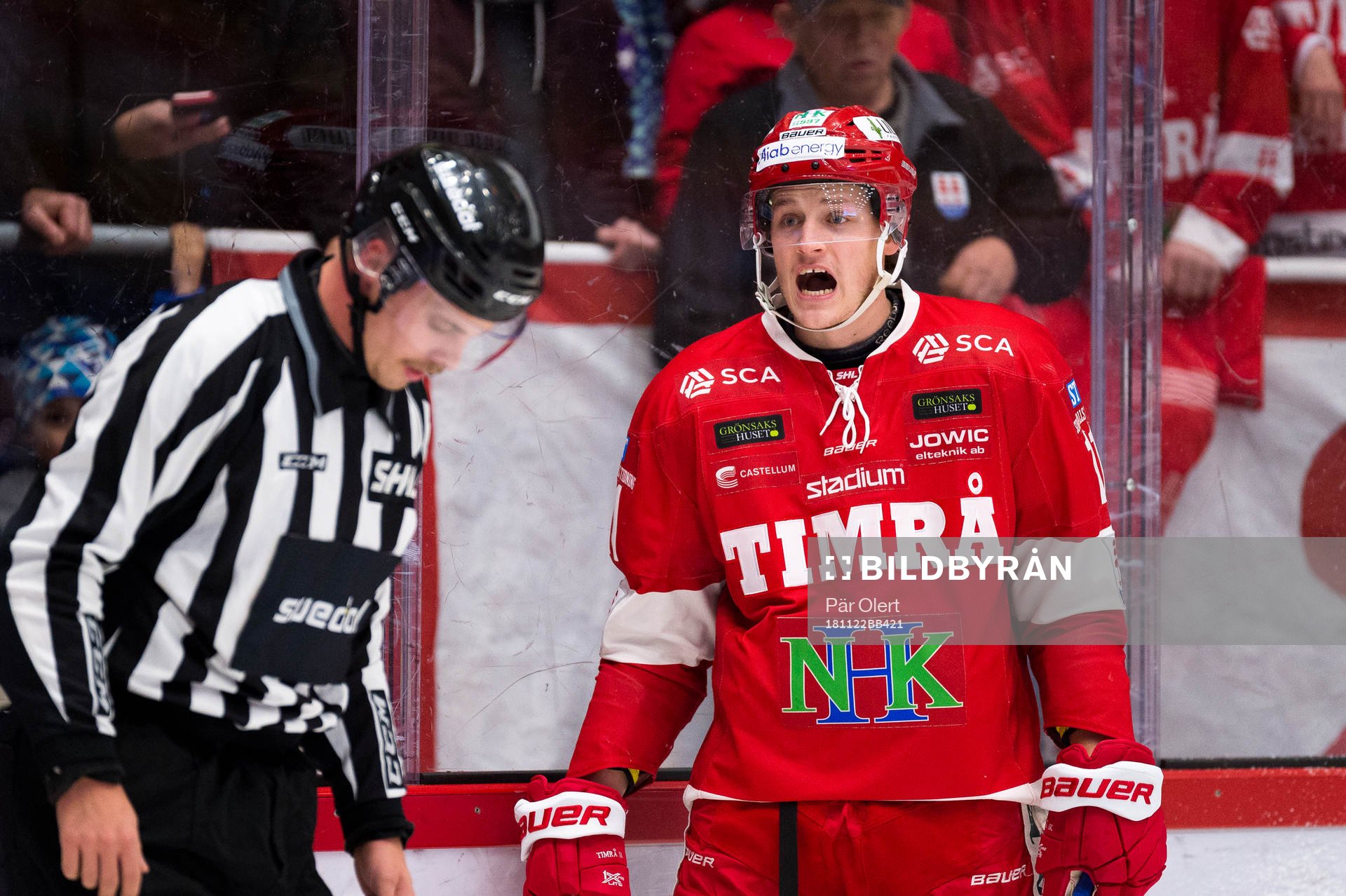 Timrås Henrik Törnqvist i diskussion med domaren