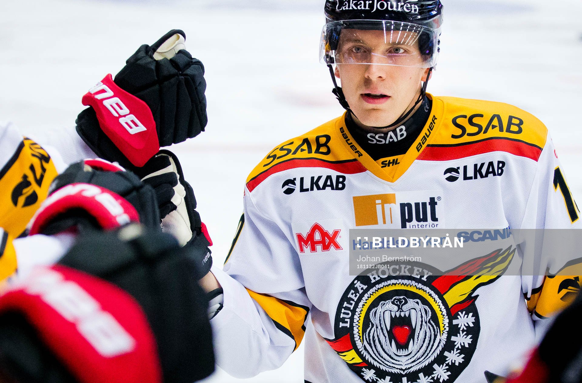 Luleås Joonas Jalvanti jublar vid 0-1 målet