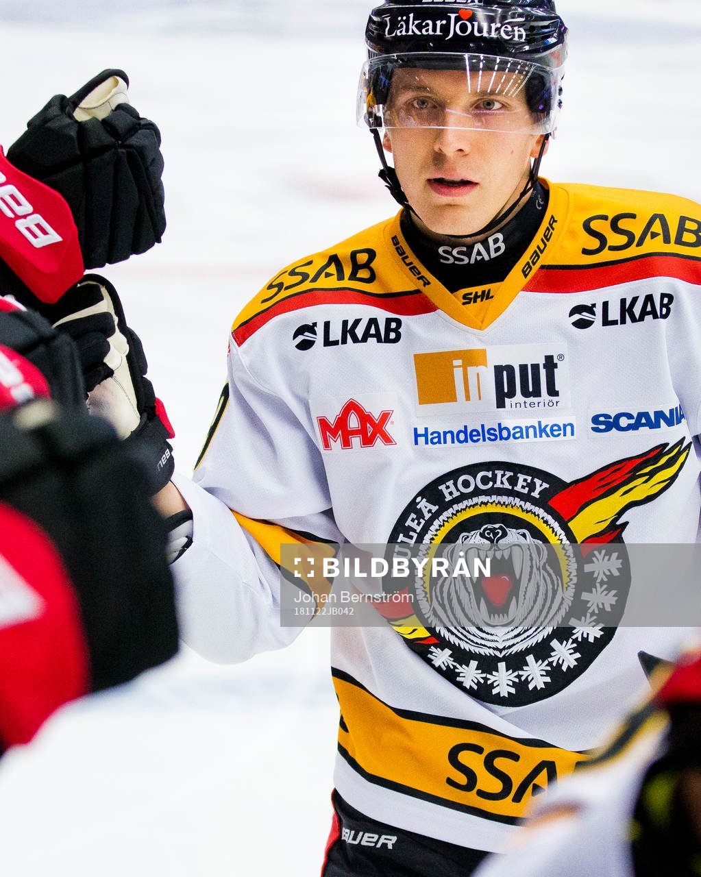 Luleås Joonas Jalvanti jublar vid 0-1 målet