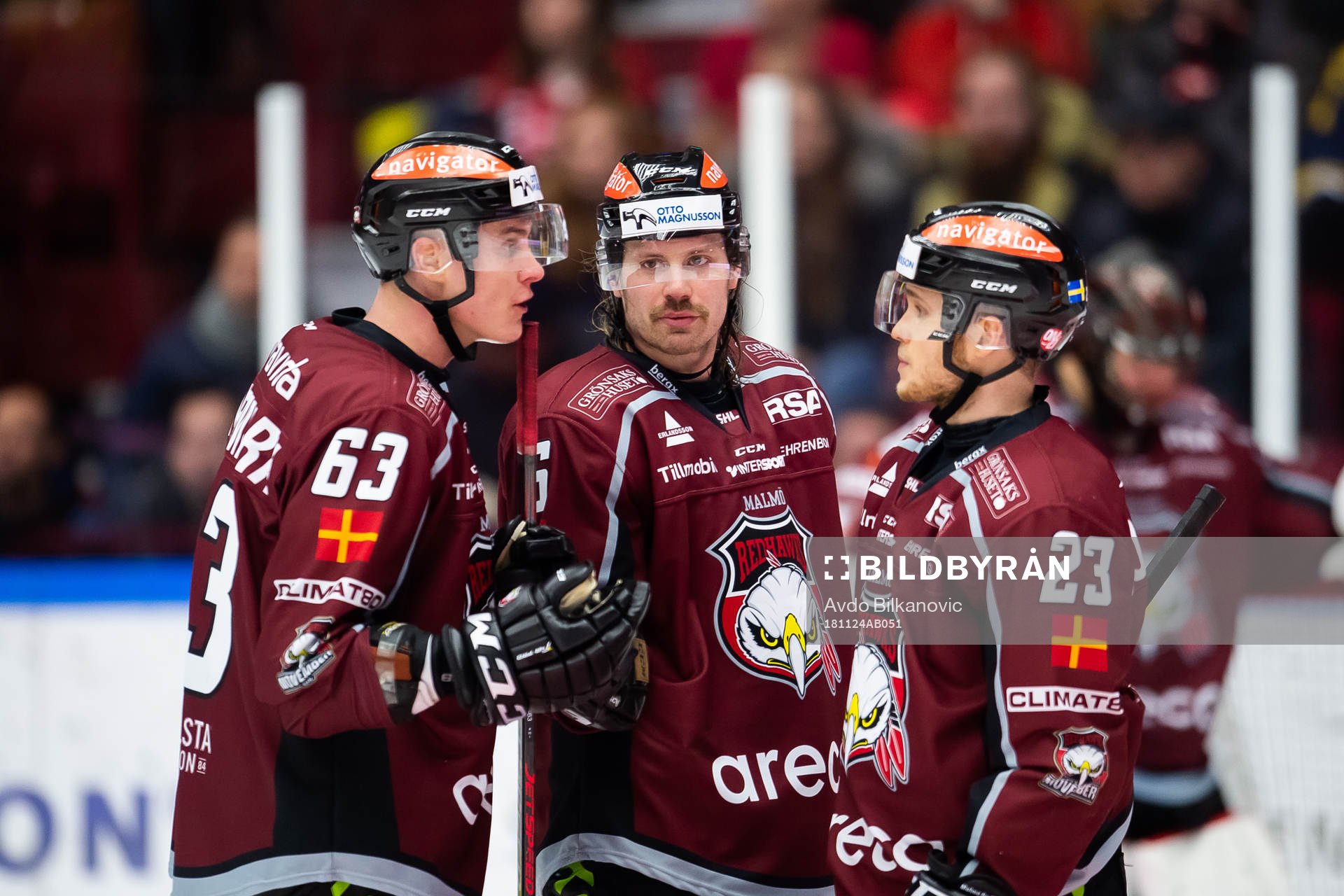 Malmö Redhawks Fredrik Händemark, Stefan Warg och