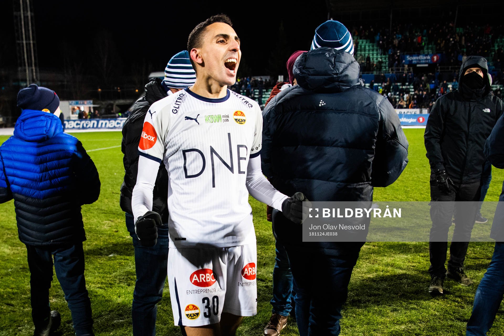 Mustafa Mos Abdellaoue of Strømsgodset celebrates