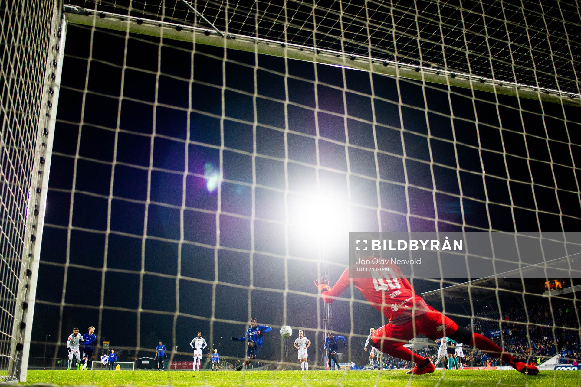 Franck Boli of Stabæk scores 1-0 behind goalkeeper Morten