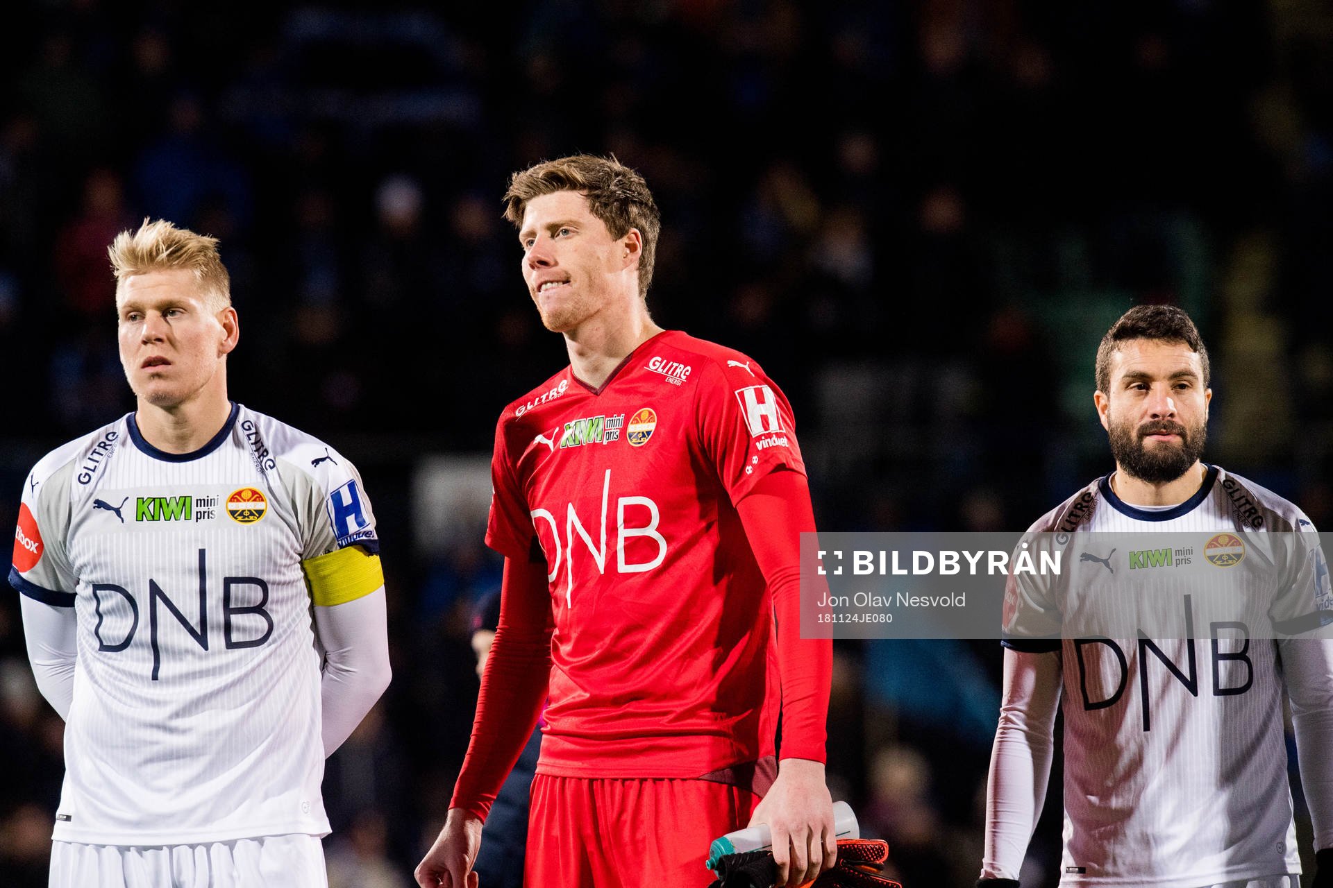 Jakob Glesnes of Strømsgodset, goalkeeper Morten Sætra