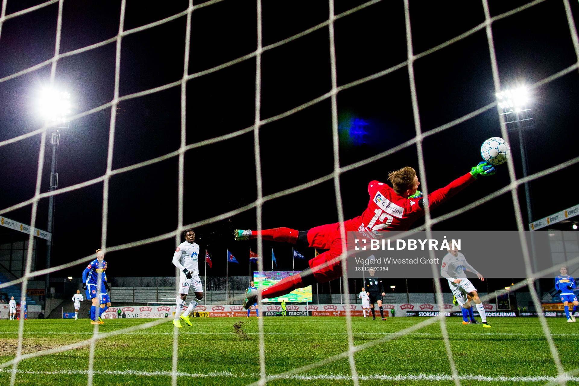 Goalkeeper Eirik Johansen of Sandefjord lets in the 1-3 goal