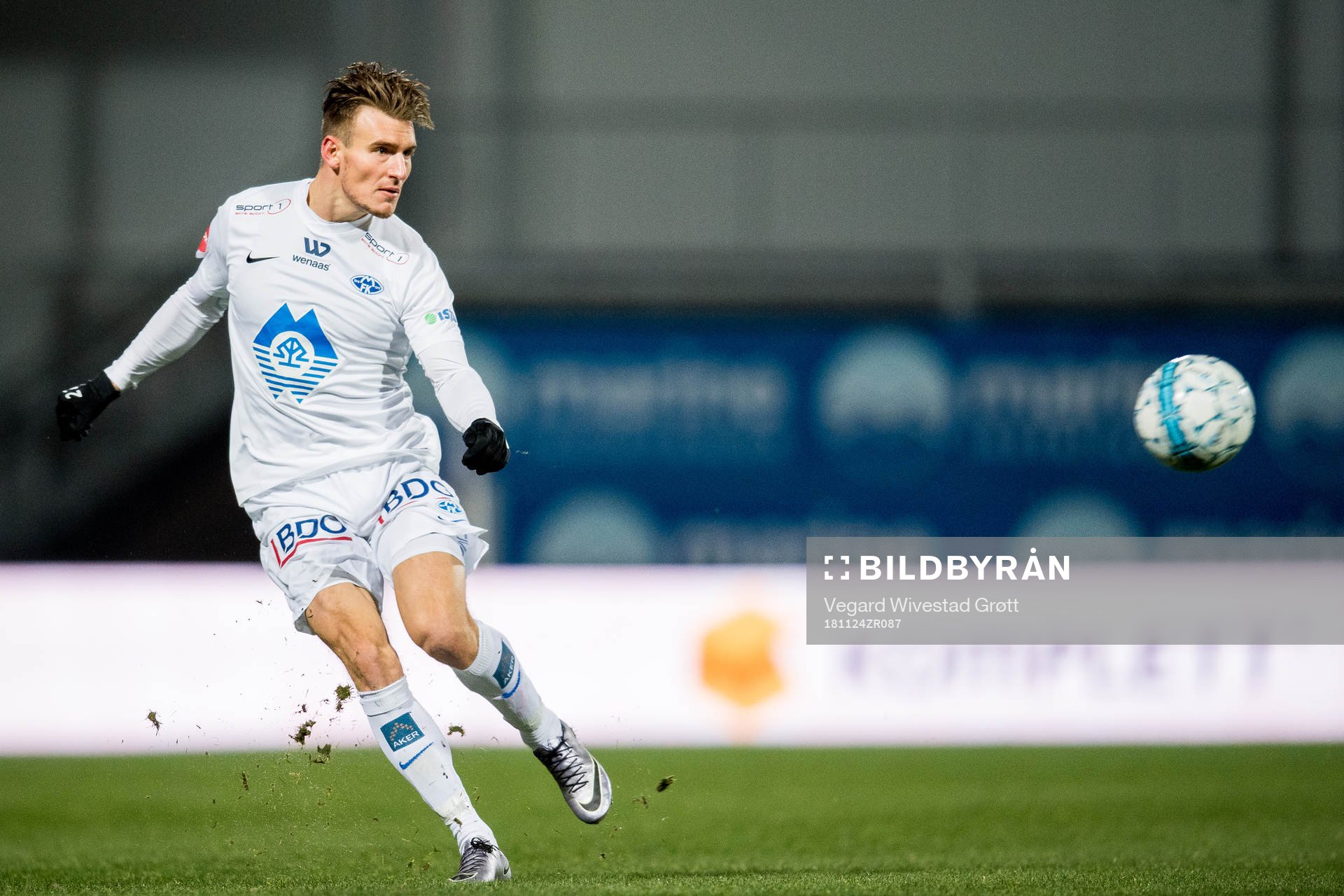 Christoffer Remmer of Molde during the Eliteserien match between Sandefjord and Molde on November 24, 2018 in Sandefjord.