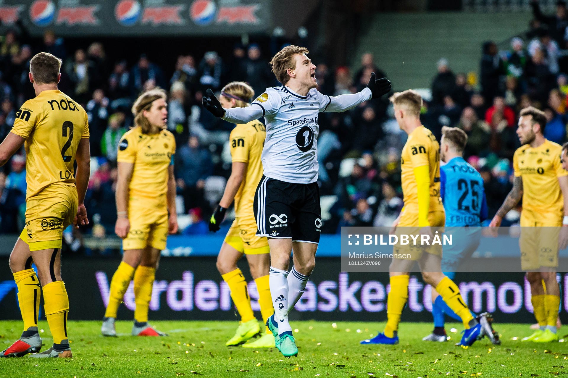 Yann-Erik Randa Bahezre de Lanlay of Rosenborg celebrates