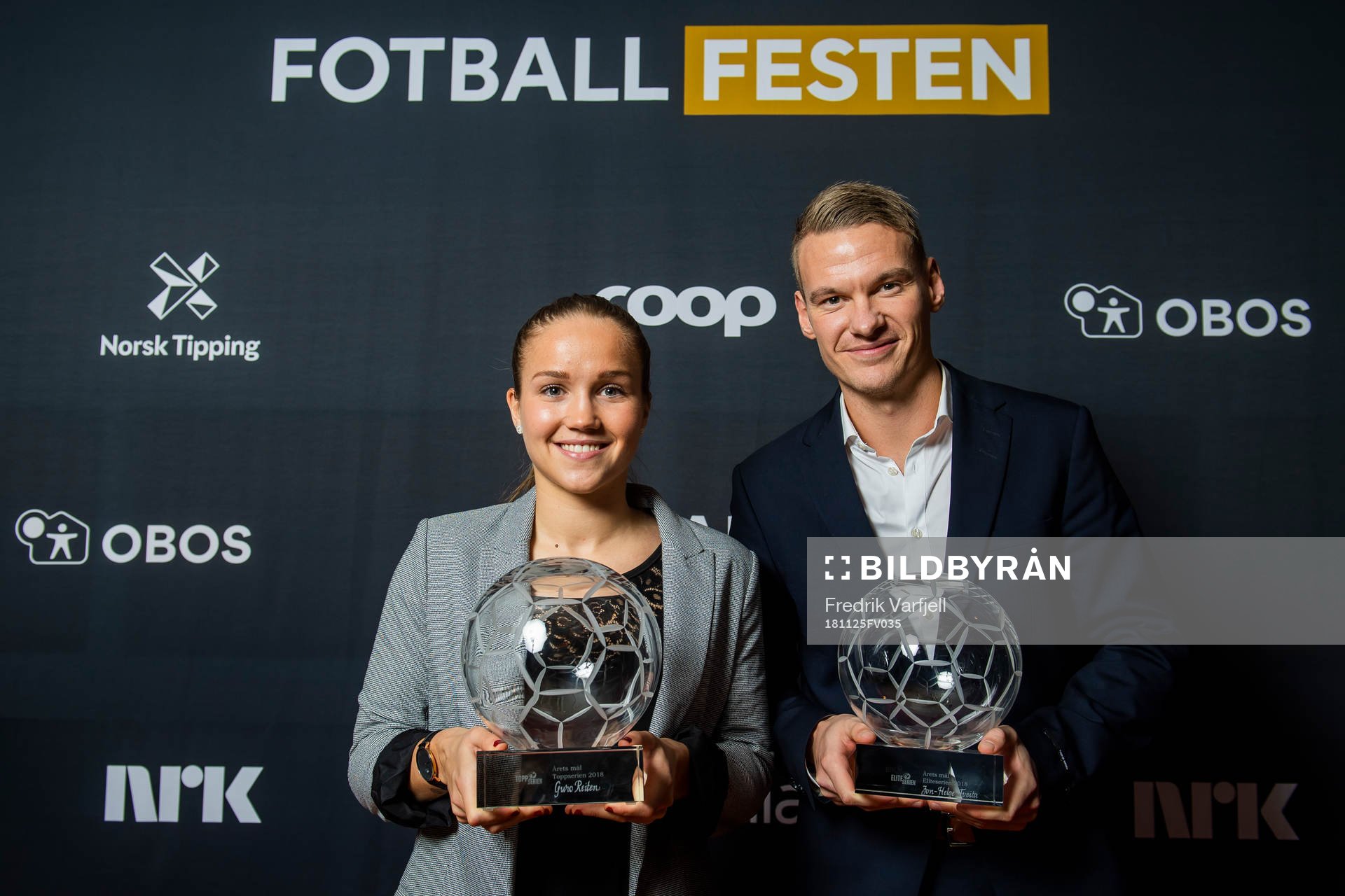Guro Reiten of LSK Kvinner and Jon Helge Tveita of