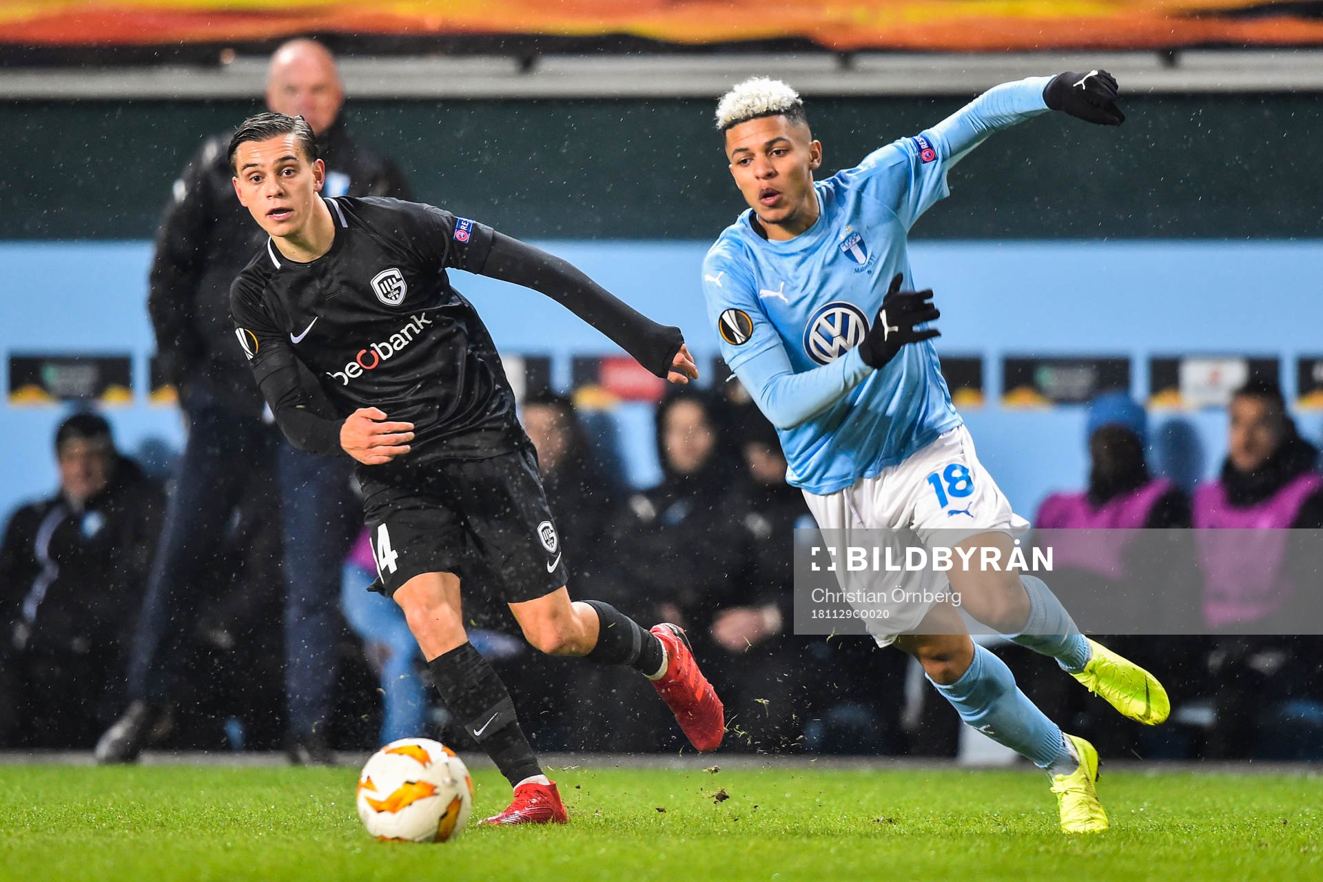 Leandro Trossard of Genk and Romain Gall of Malmö FF