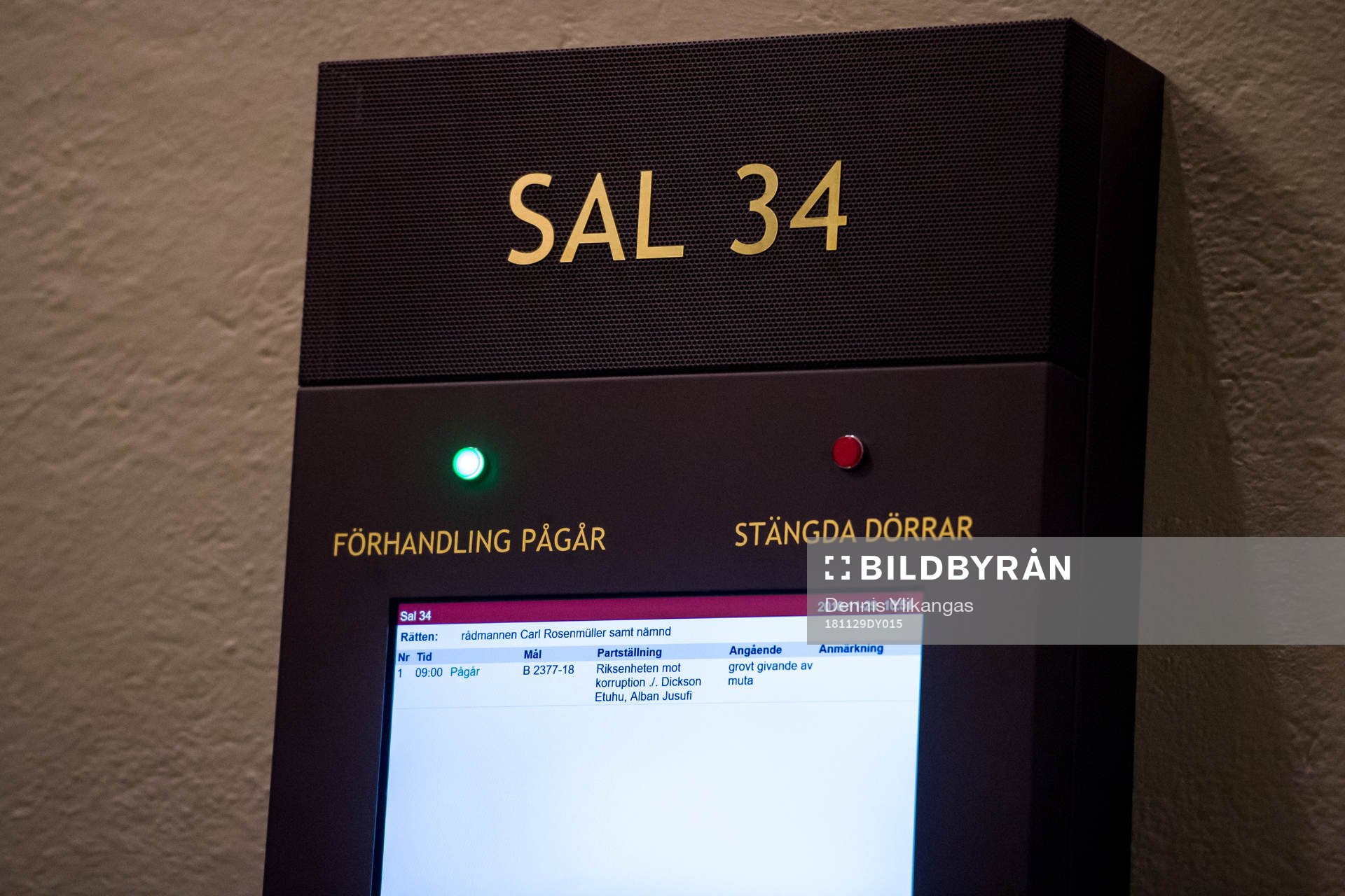 Sal 34 där rättegången för mutbrottsåtalade Dickson