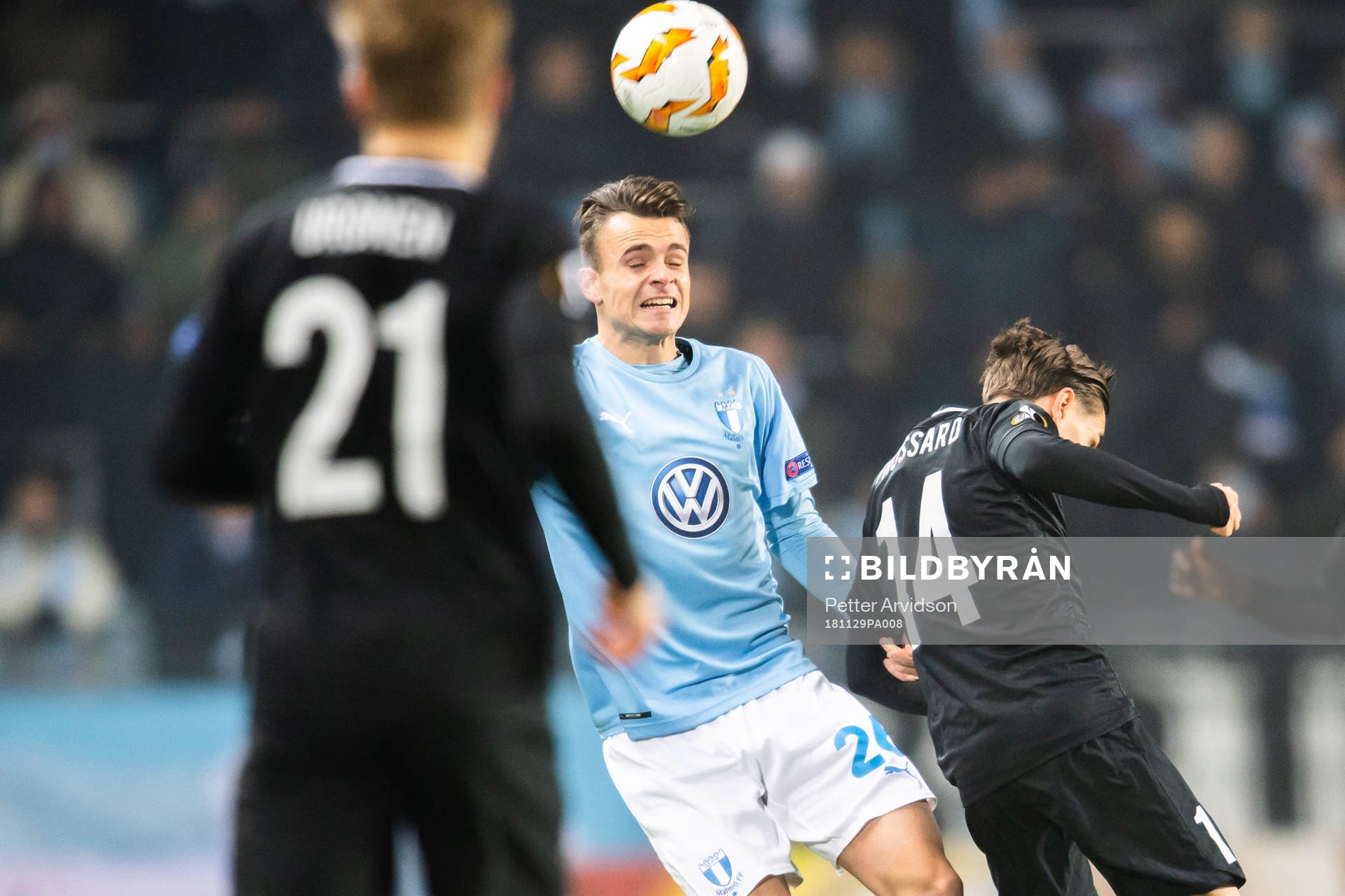 Andreas Vindheim of Malmö FF and Leandro Trossard of Genk