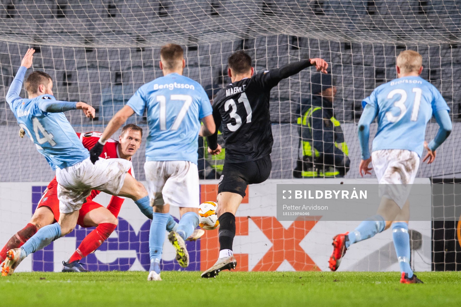 Lasse Nielsen of Malmö FF and Joakim Maehle of Genk