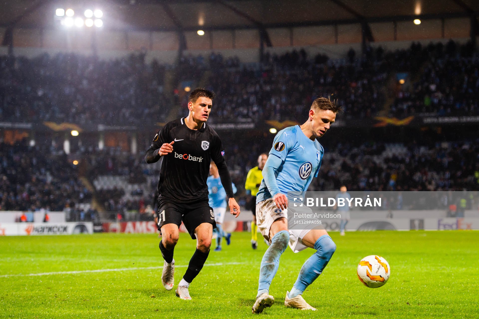 Joakim Maehle of Genk and Sören Rieks of Malmö FF