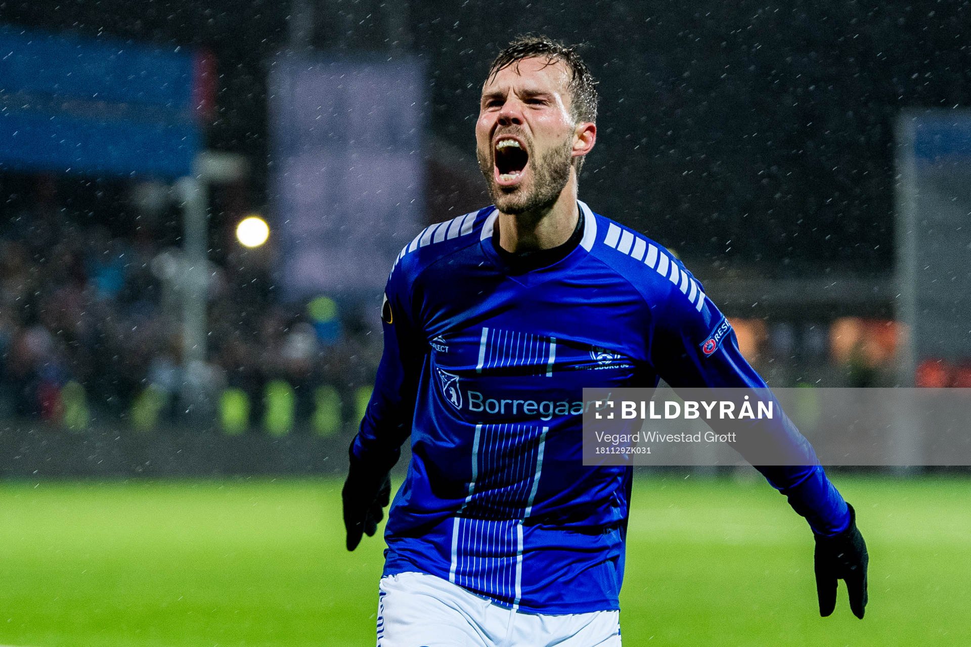 Patrick Mortensen of Sarpsborg 08 celebrates