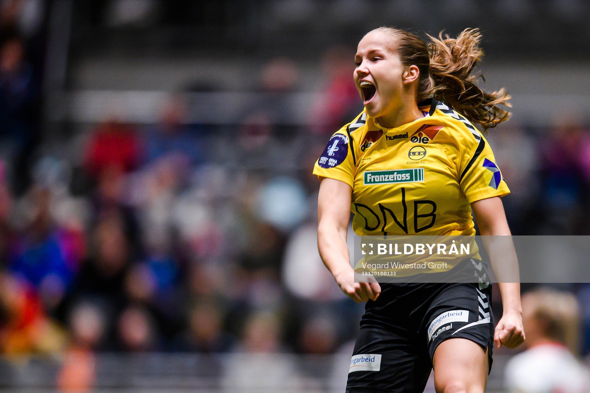Guro Reiten of LSK Kvinner celebrates