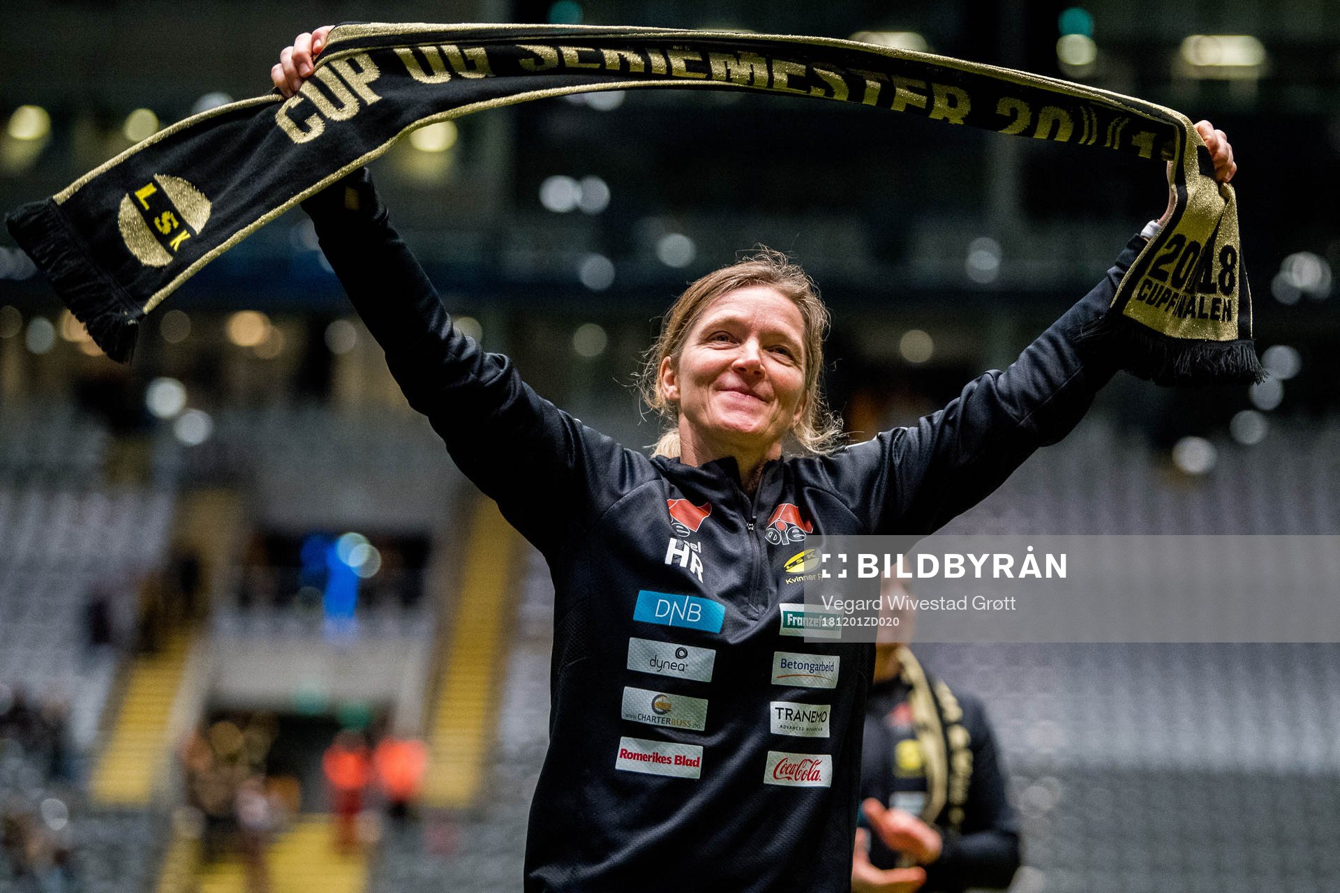 Hege Riise, head coach of LSK Kvinner, celebrates