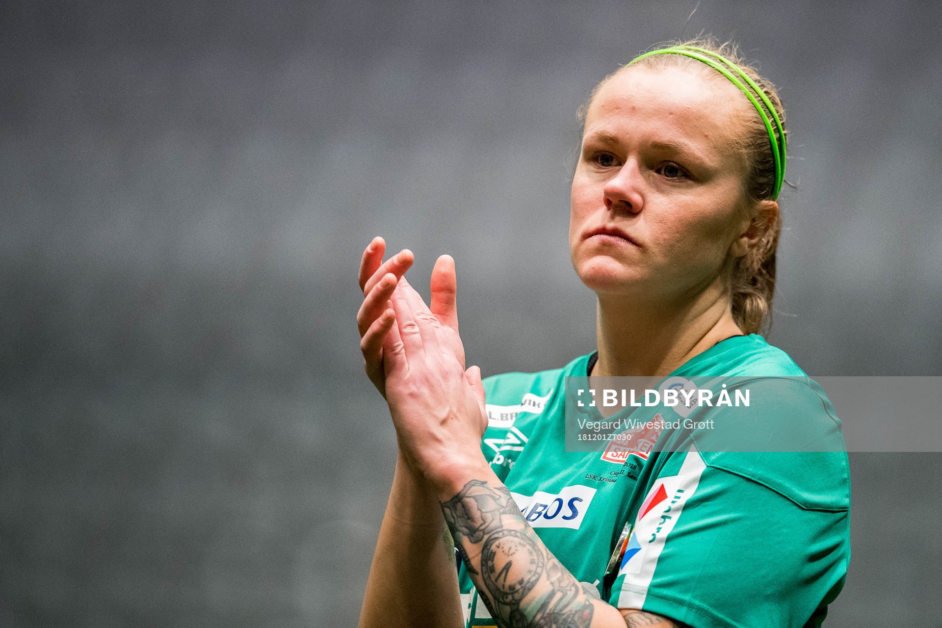 Goalkeeper Nora Gjøen of Sandviken looks dejected