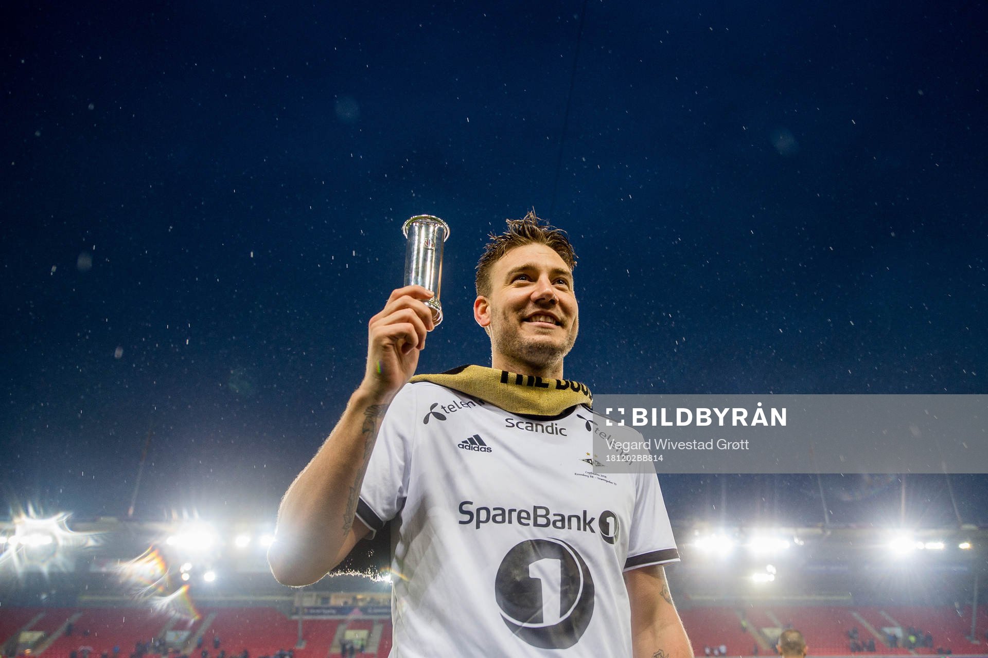 Nicklas Bendtner of Rosenborg celebrates