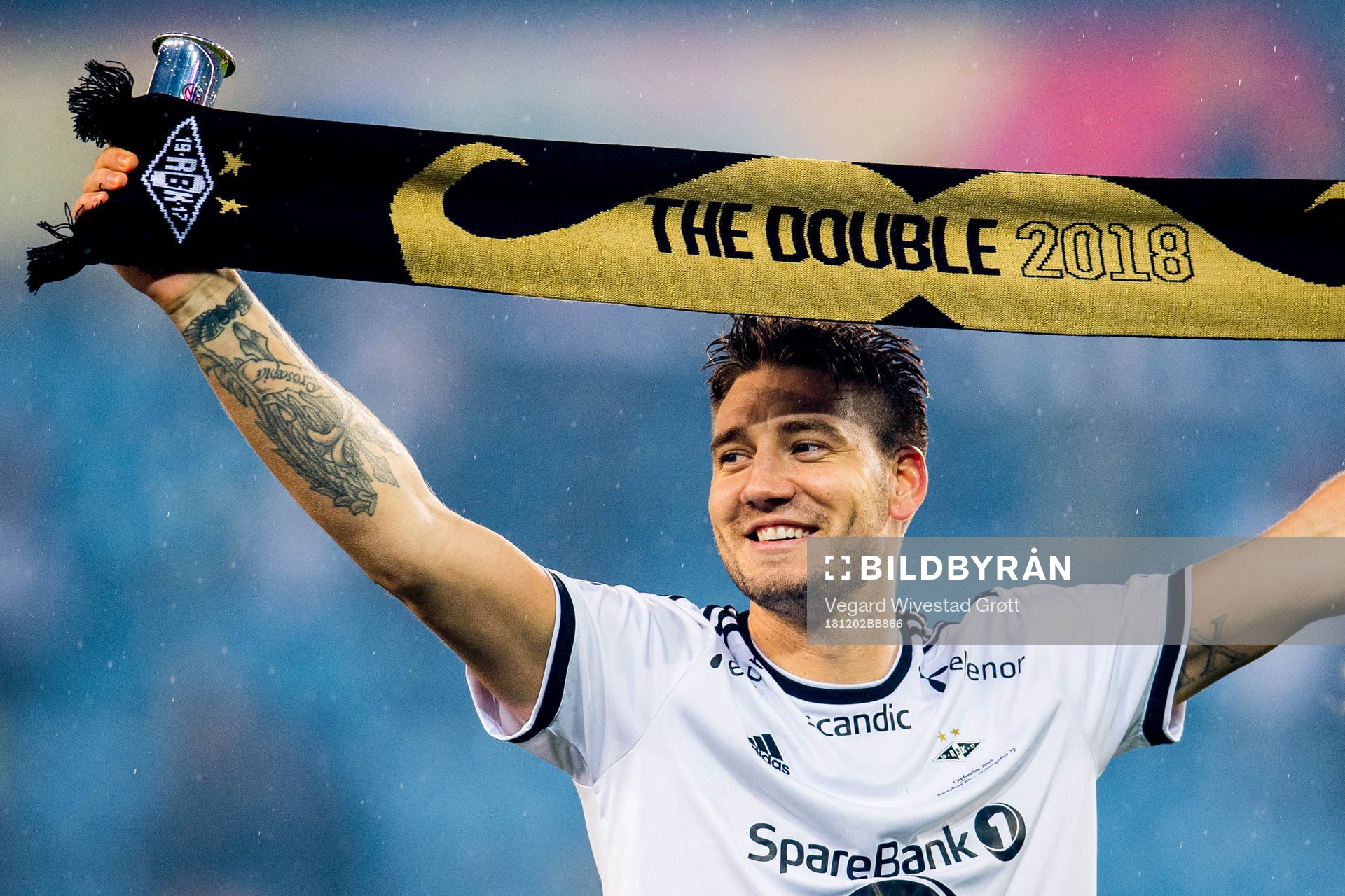 Nicklas Bendtner of Rosenborg celebrates