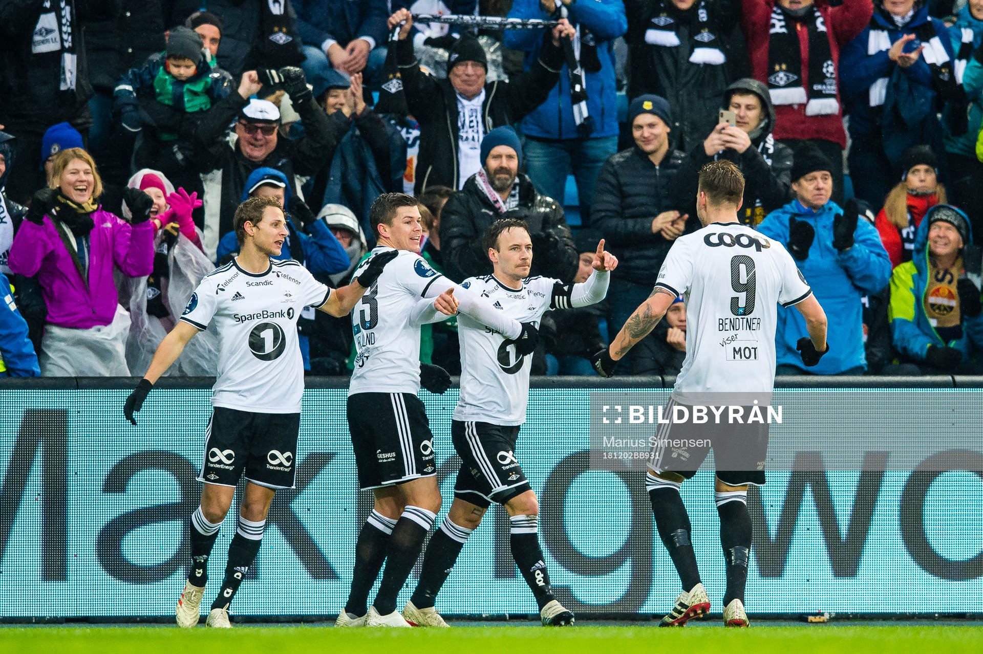 Mike Lindemann Jensen of Rosenborg celebrates the 1-1 goal