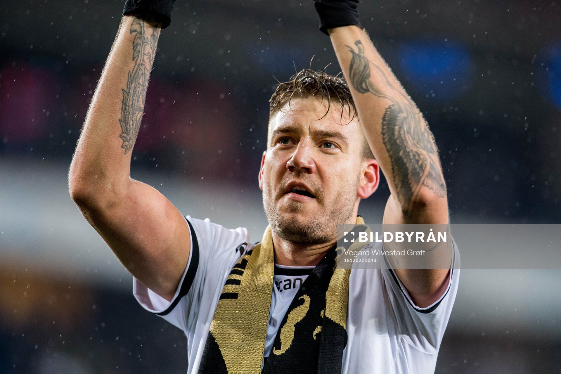 Nicklas Bendtner of Rosenborg celebrates