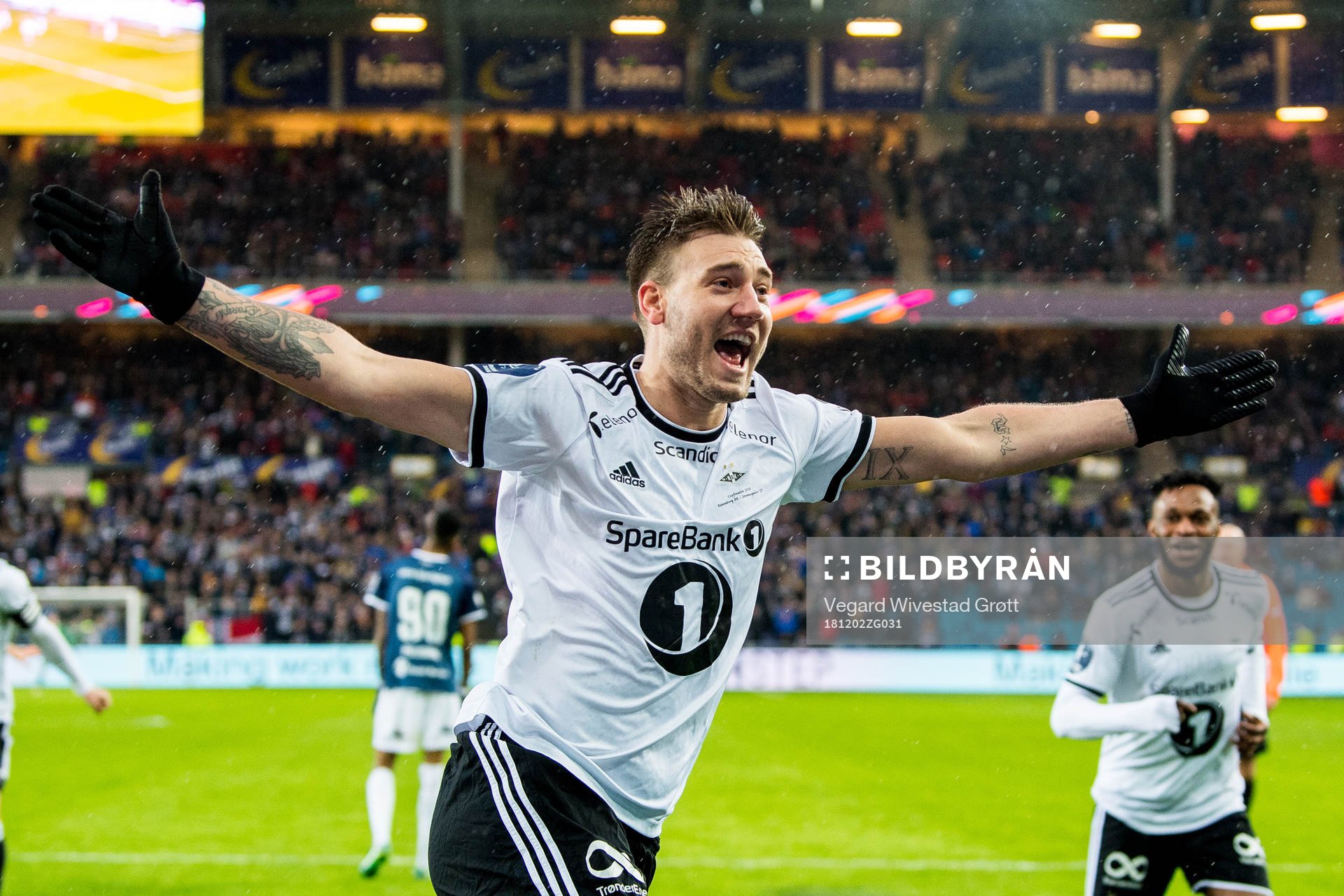 Nicklas Bendtner of Rosenborg celebrates